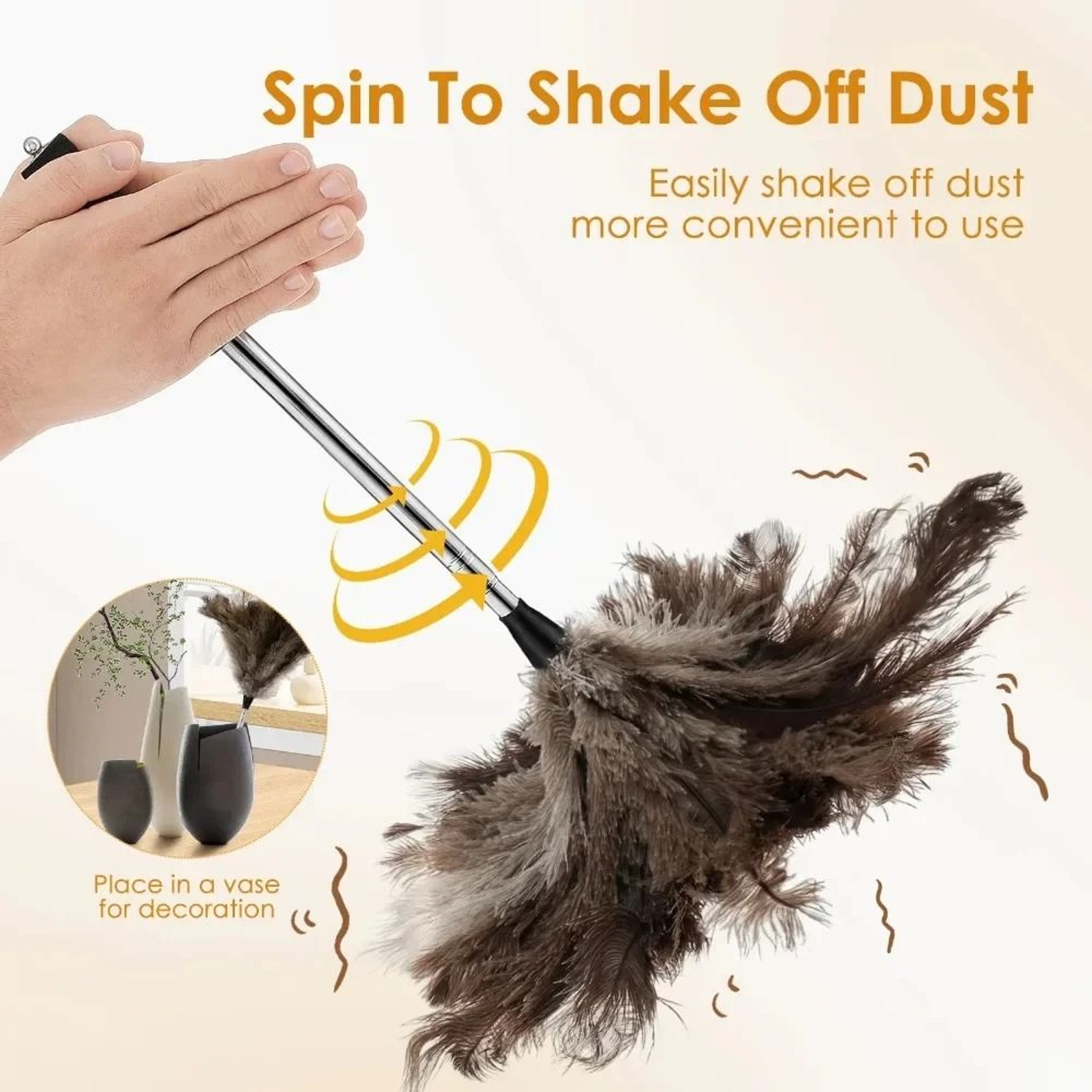 Extendable Ostrich Feather Dust Duster With Long Handle 2