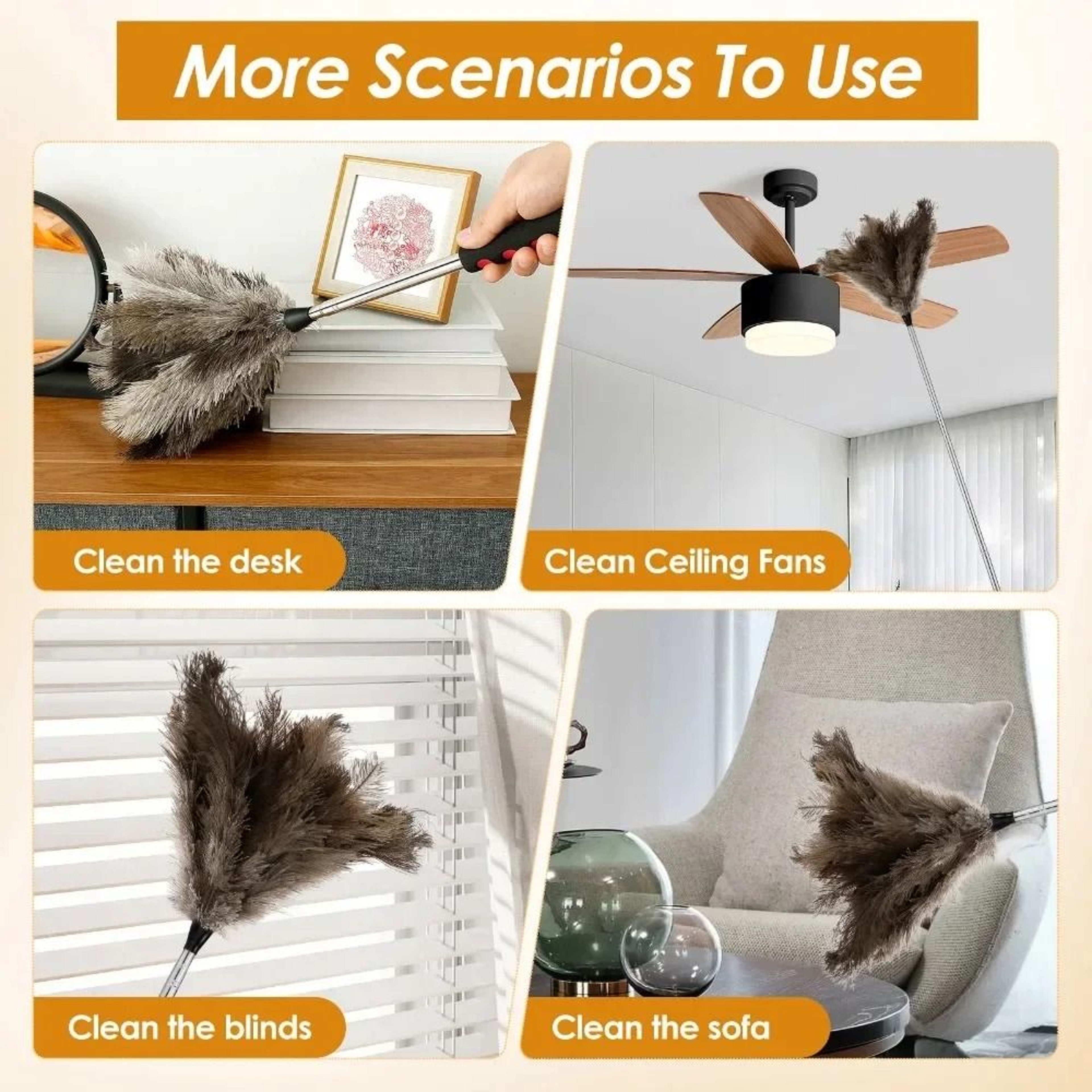 Extendable Ostrich Feather Dust Duster With Long Handle 5