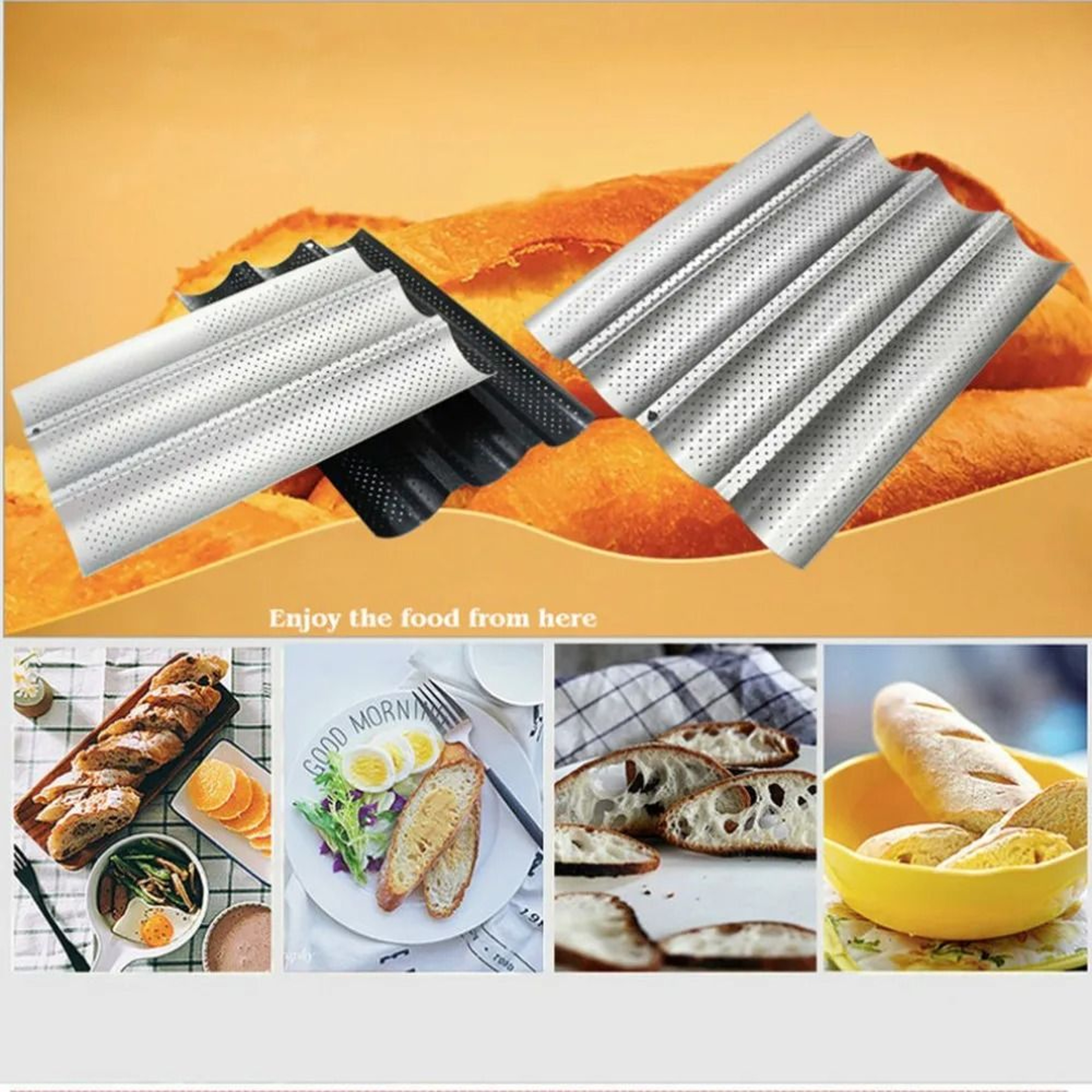 Non Stick Baguette Bread Pan With Perforated Design For Crispy Loaves 3