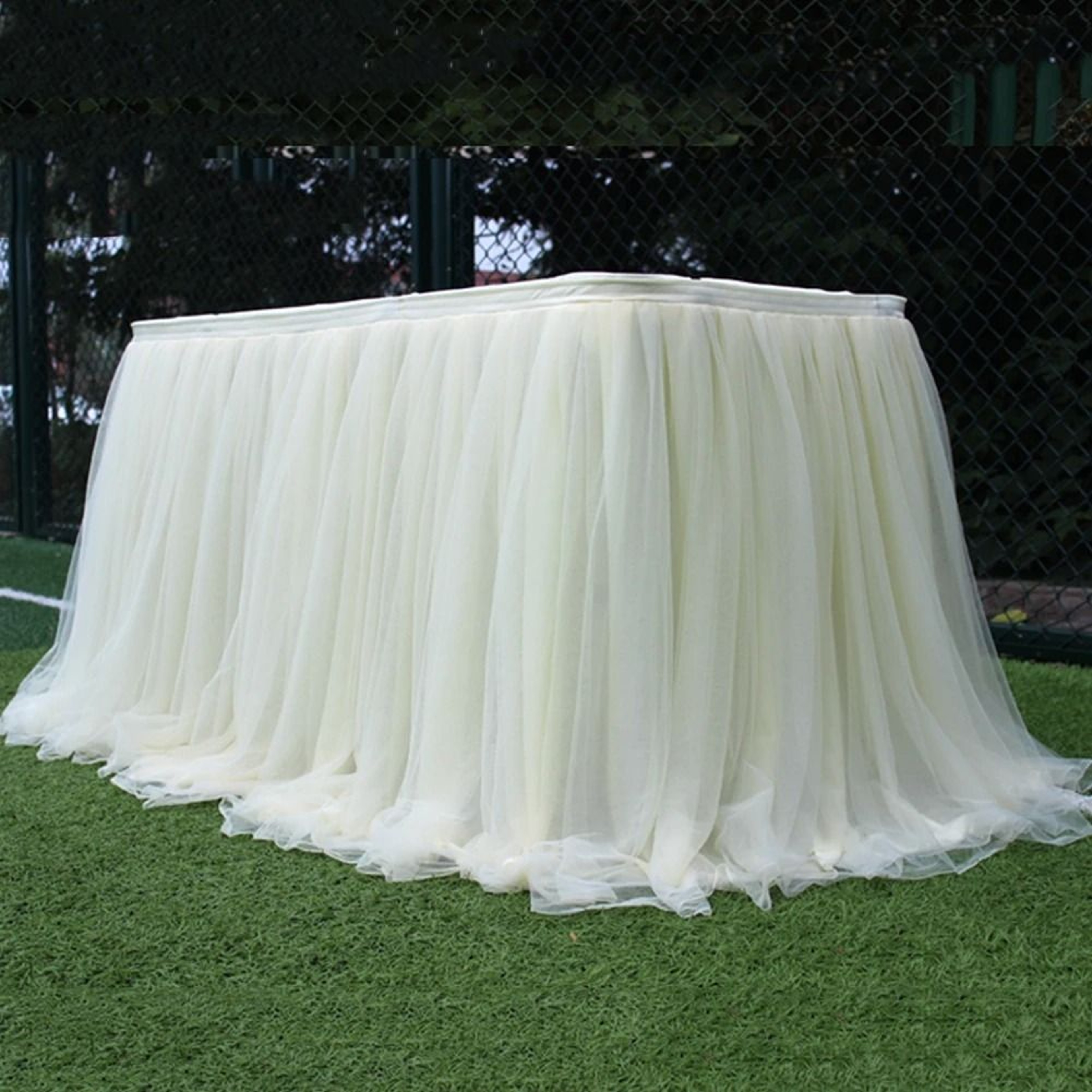 Elastic Tulle Table Skirt For Wedding And Party Decor 17