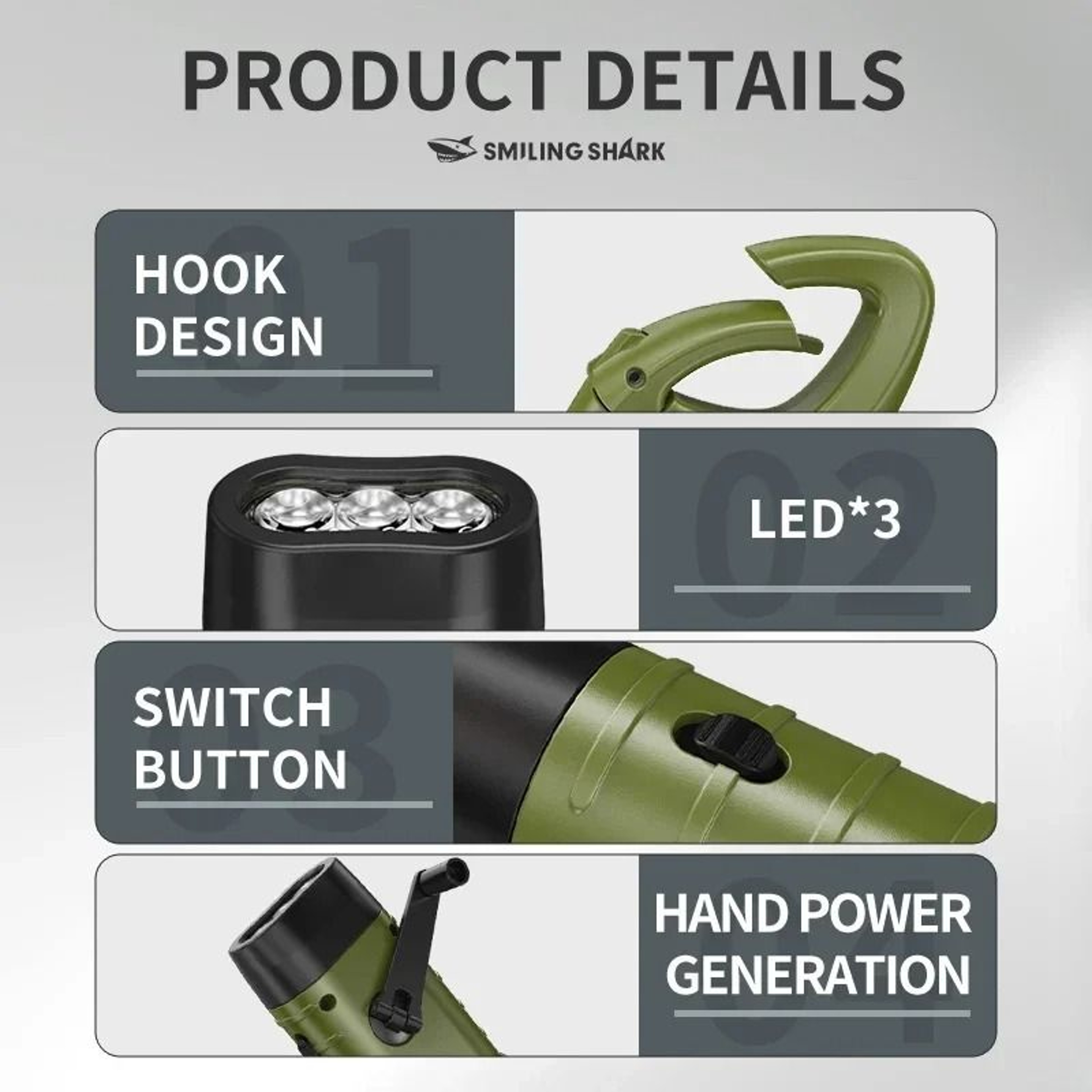 Solar Hand Crank LED Emergency Flashlight With Power Bank 4