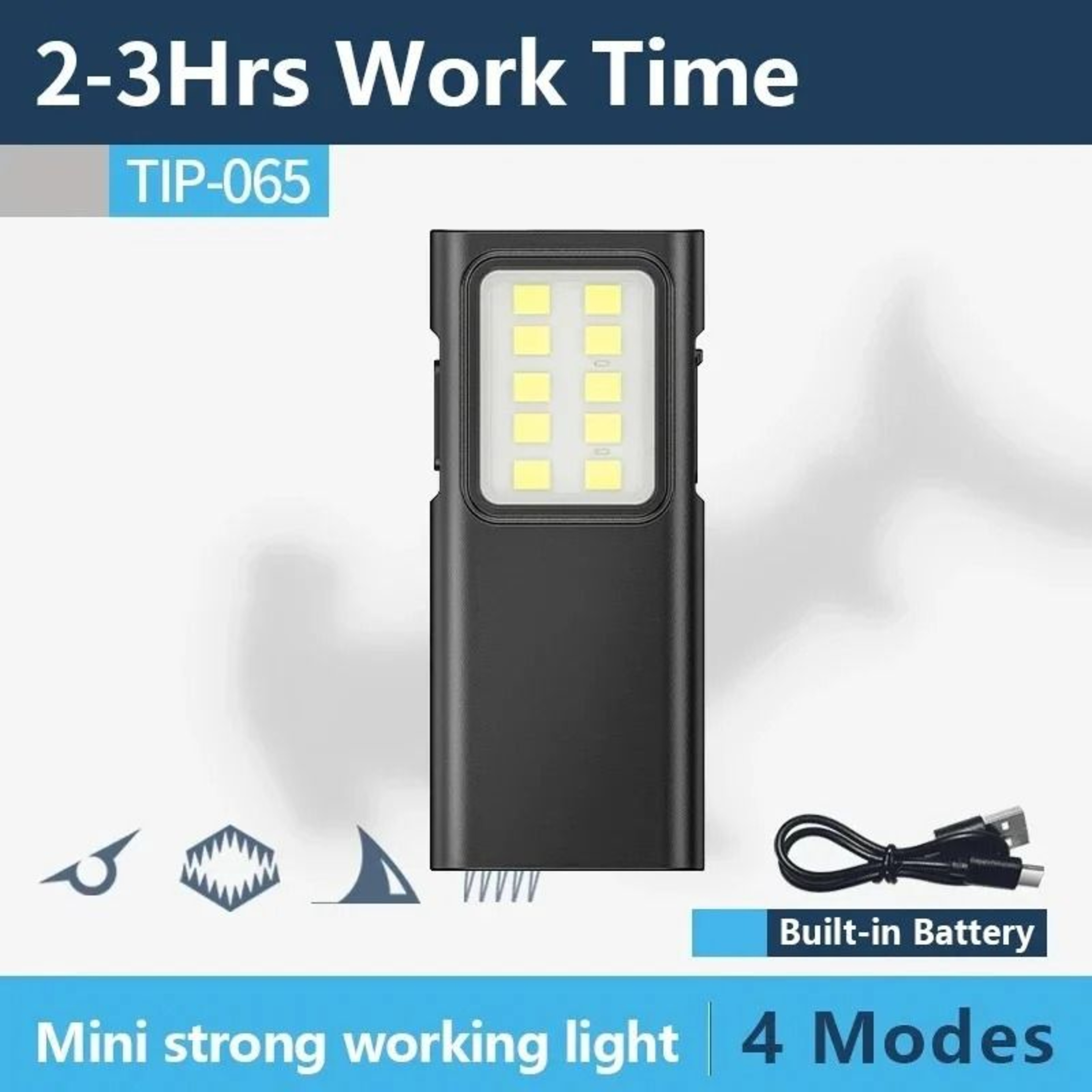 EDC Mini LED Keychain Flashlight With Pen Clip And USB C Charging 6