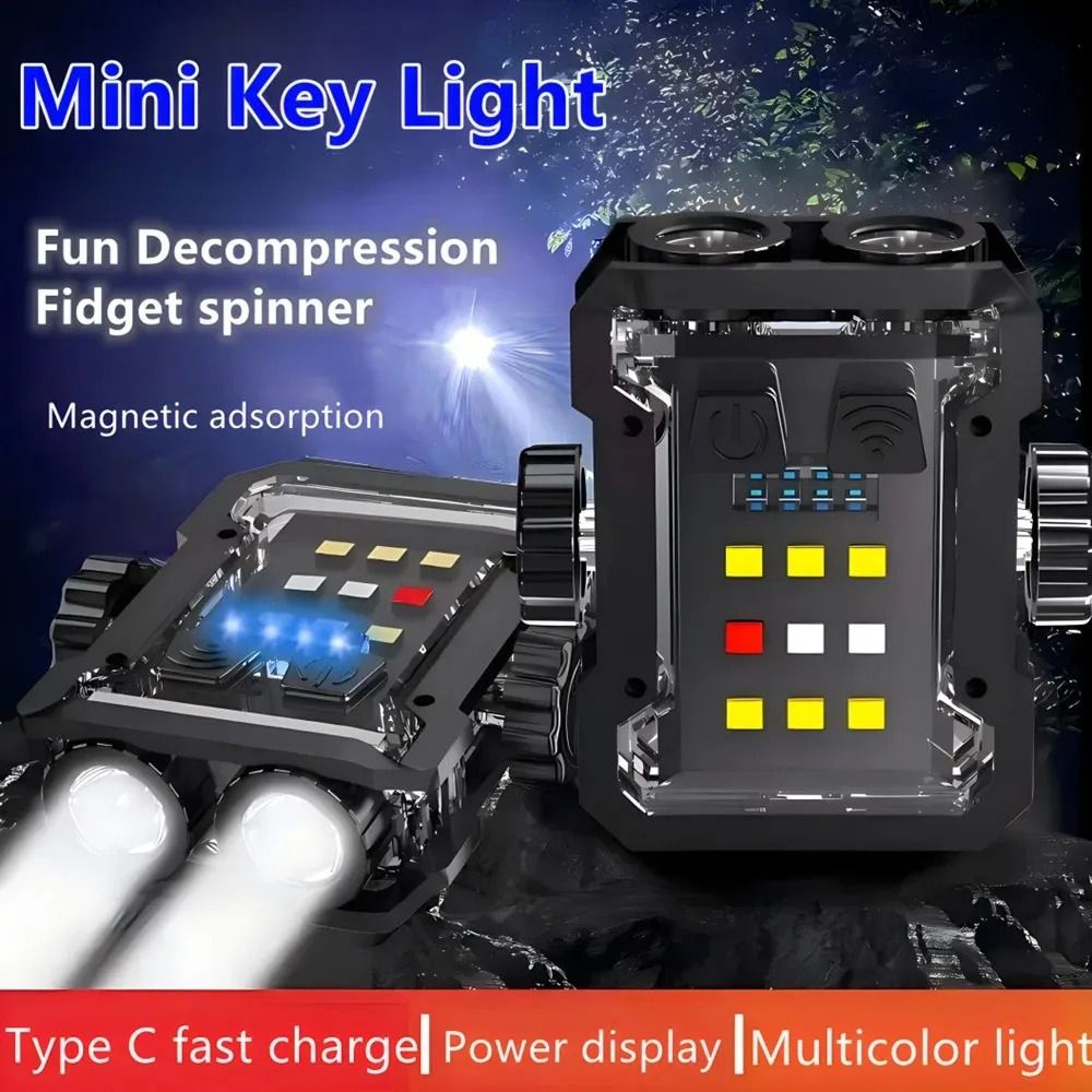 Portable Mini Keychain LED Flashlight With RGB Light 2