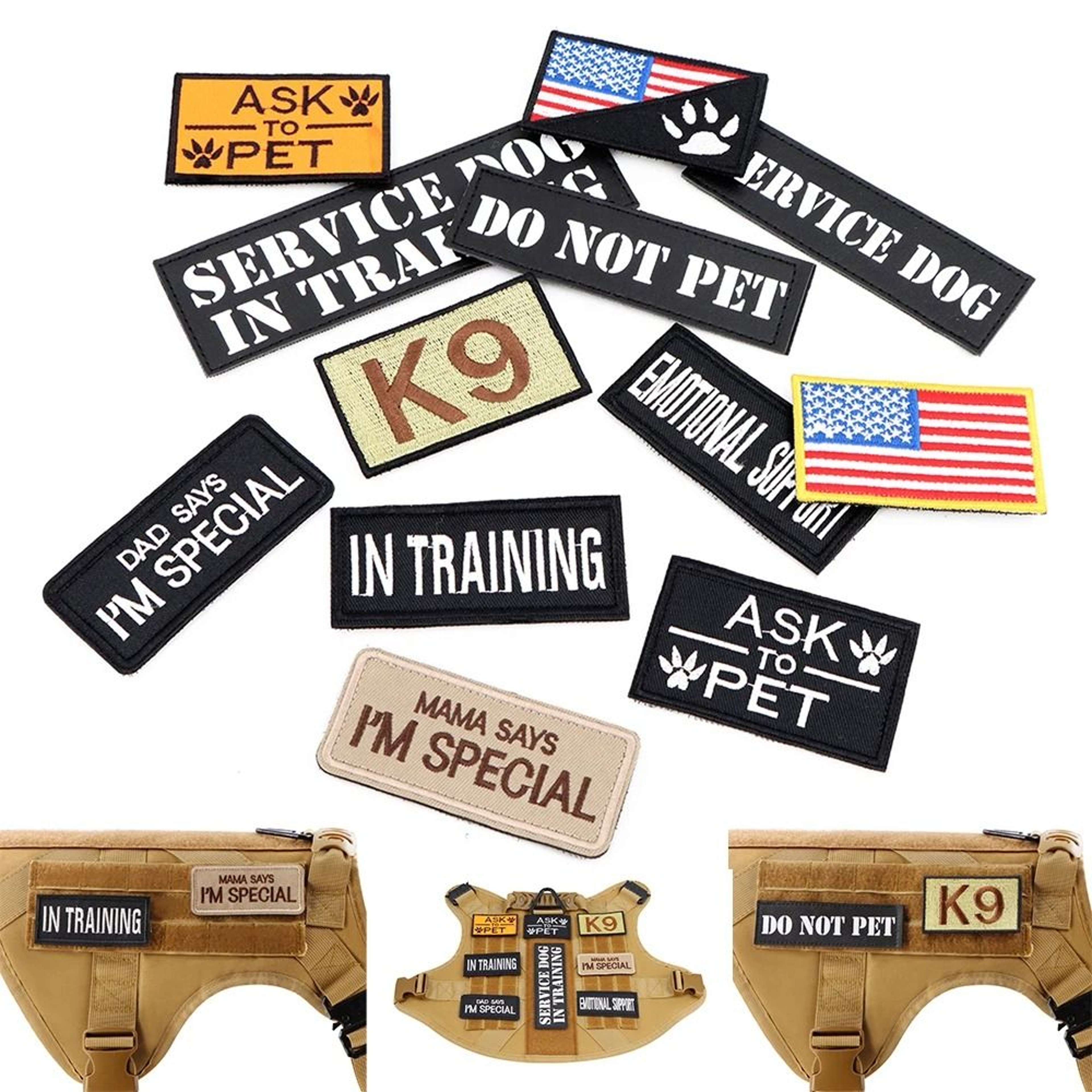 Tactical Patch Bundle For Dog Harness Vest And Collar  12 Piece Set 0