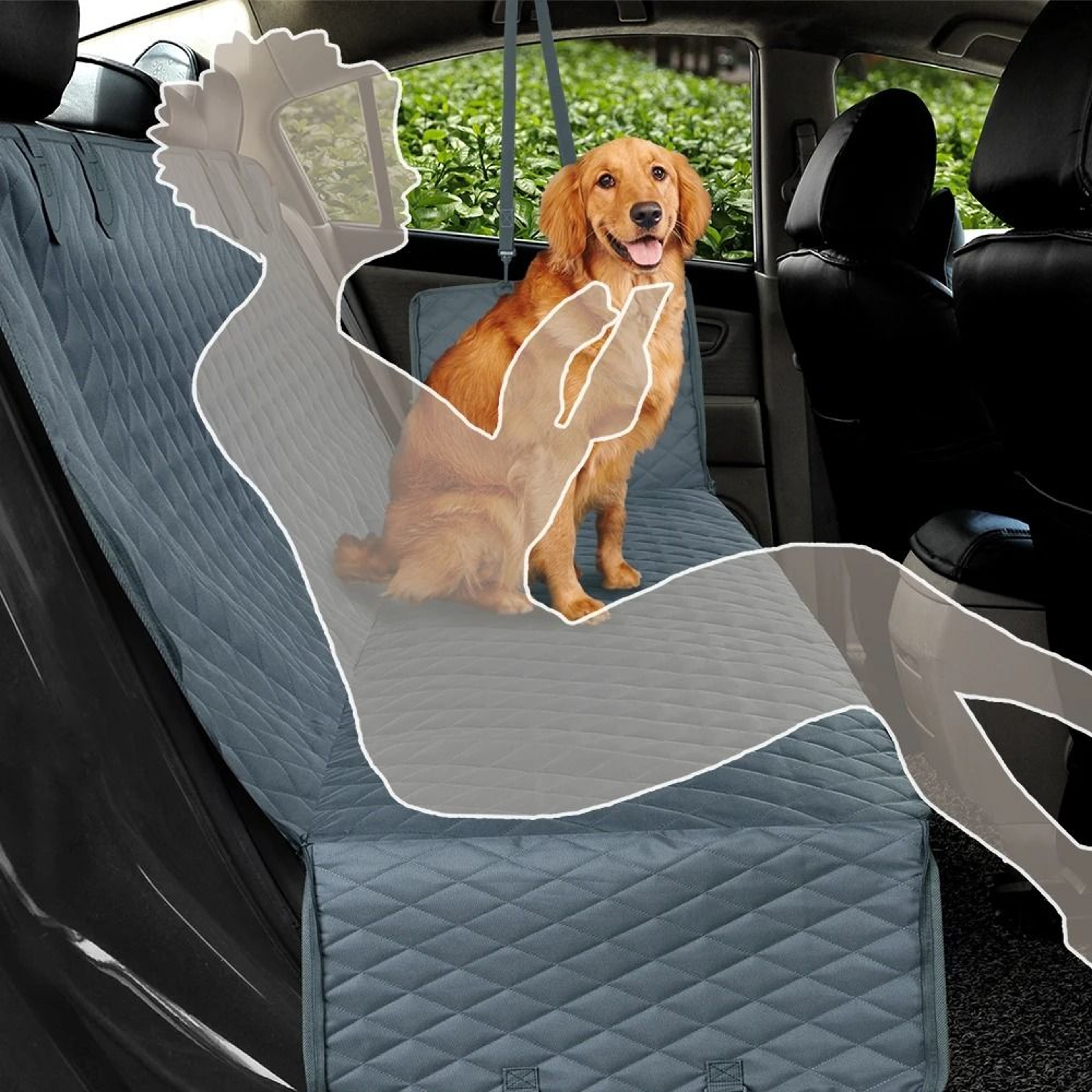 Waterproof Dog Car Seat Cover Hammock For Rear Seat Protection 2