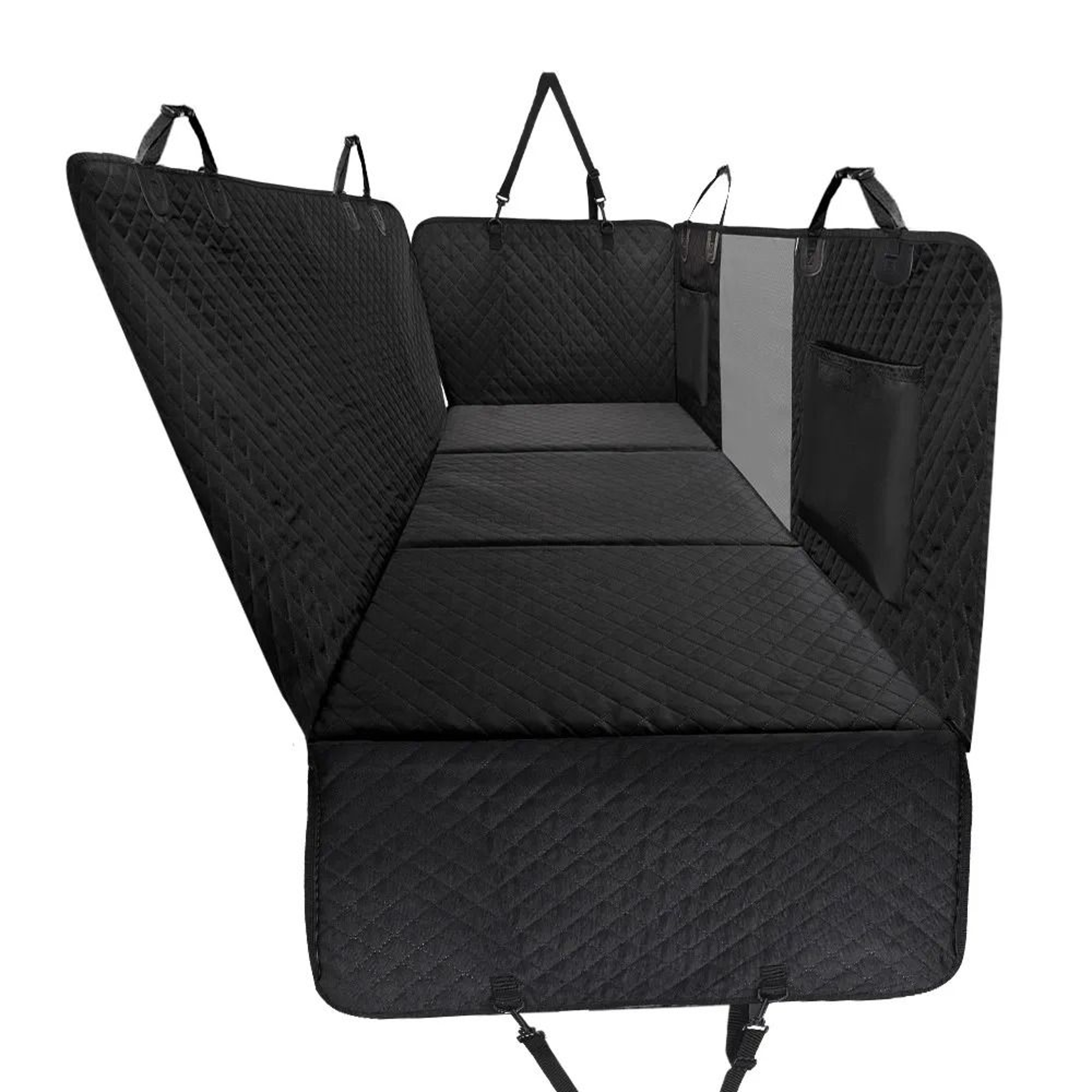 Waterproof Dog Car Back Seat Extender Cover With Hard Bottom And Hammock Protection 7