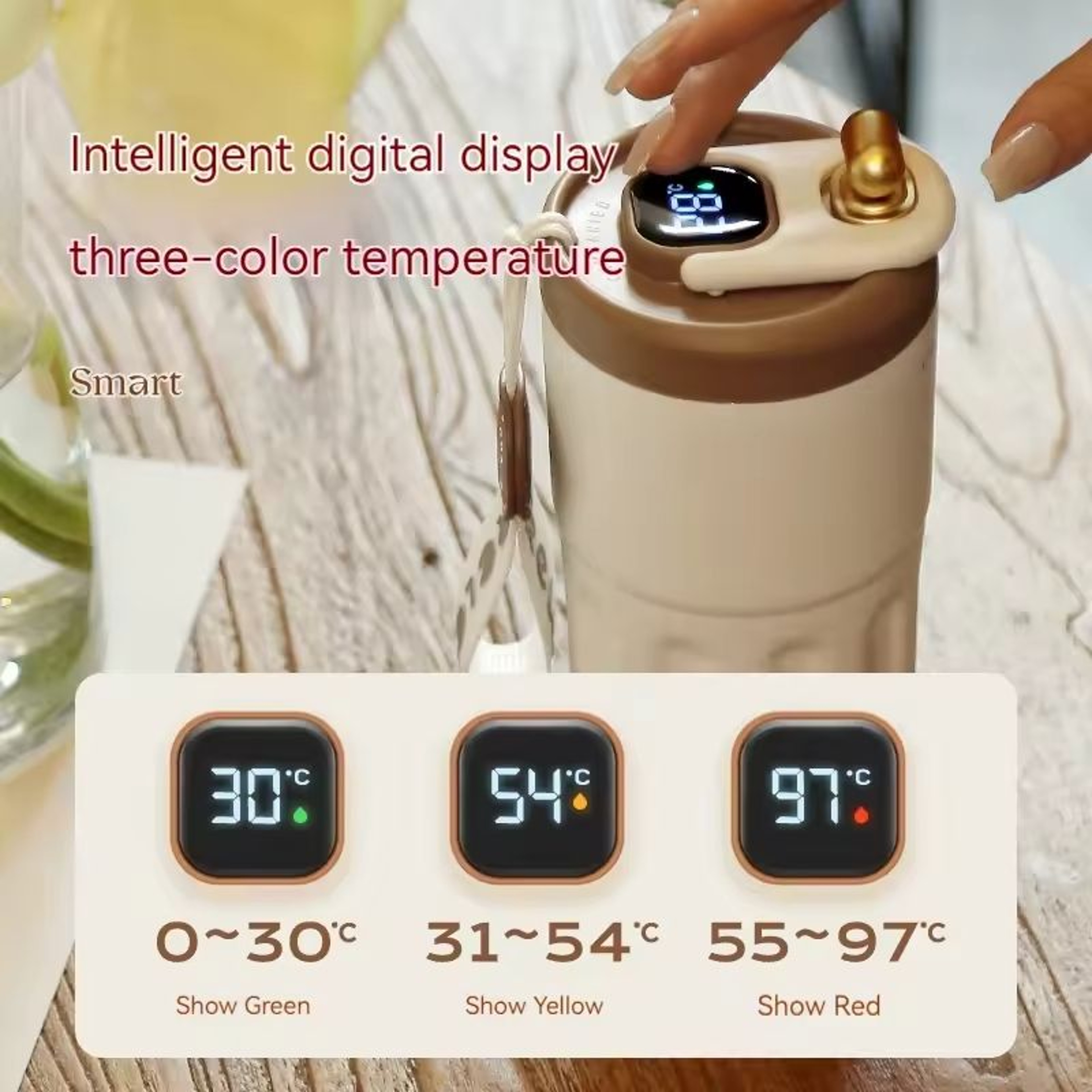 LED Temperature Display Stainless Steel Thermo Water Bottle For Hot And Cold Drinks 3