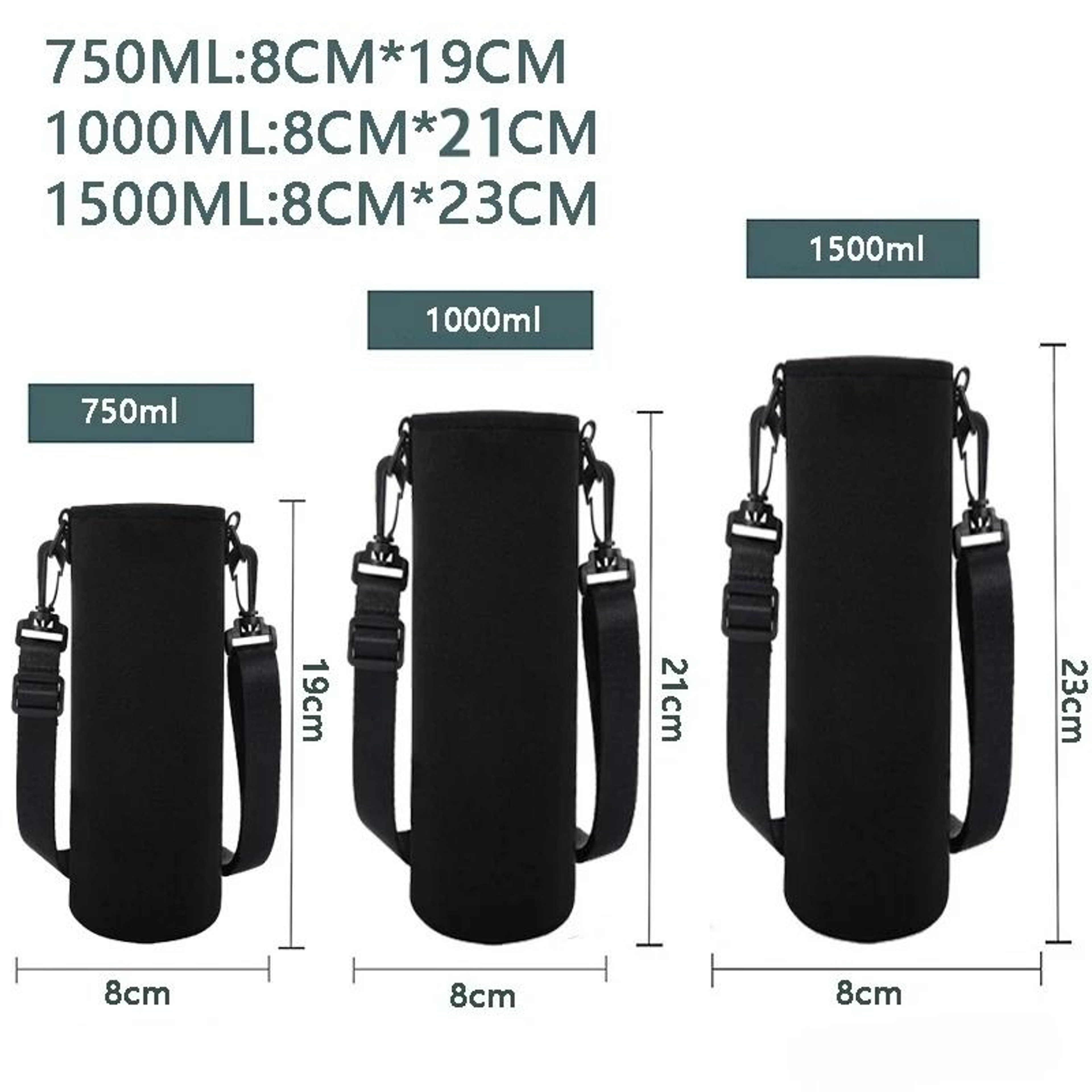 Portable Neoprene Water Bottle Holder Pouch With Adjustable Strap For Travel 2