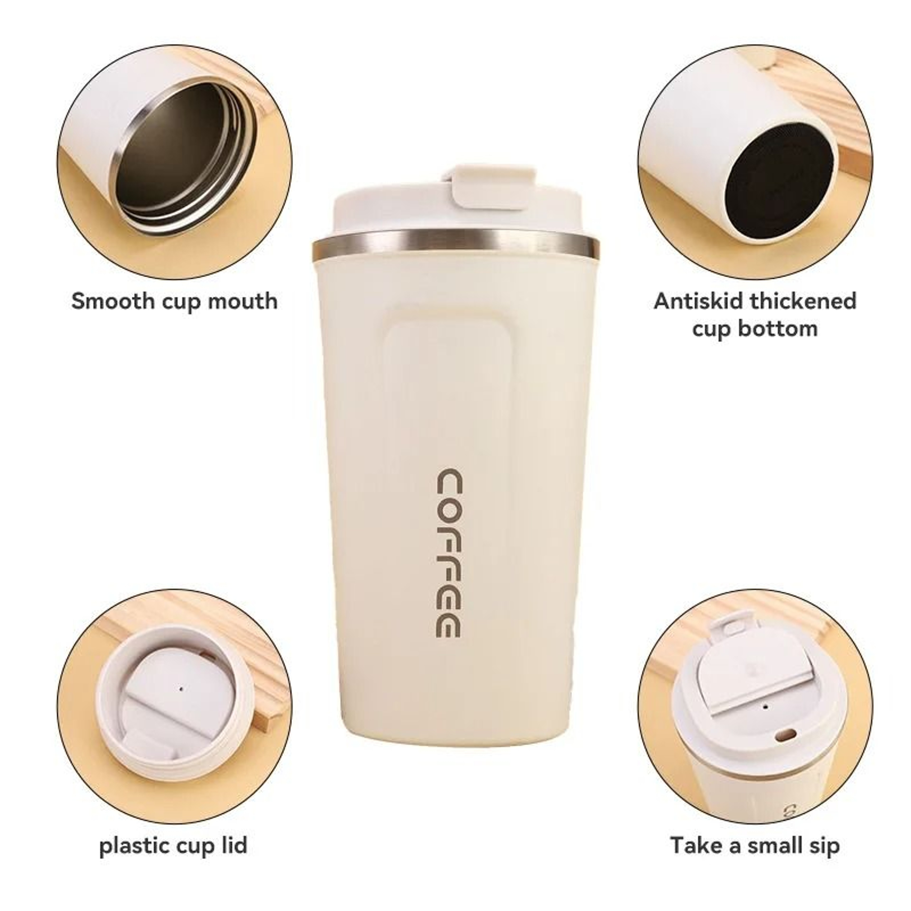 Leak Proof Stainless Steel Travel Thermos Mug For Hot And Cold Drinks In 380 And 510 Ml Sizes 4