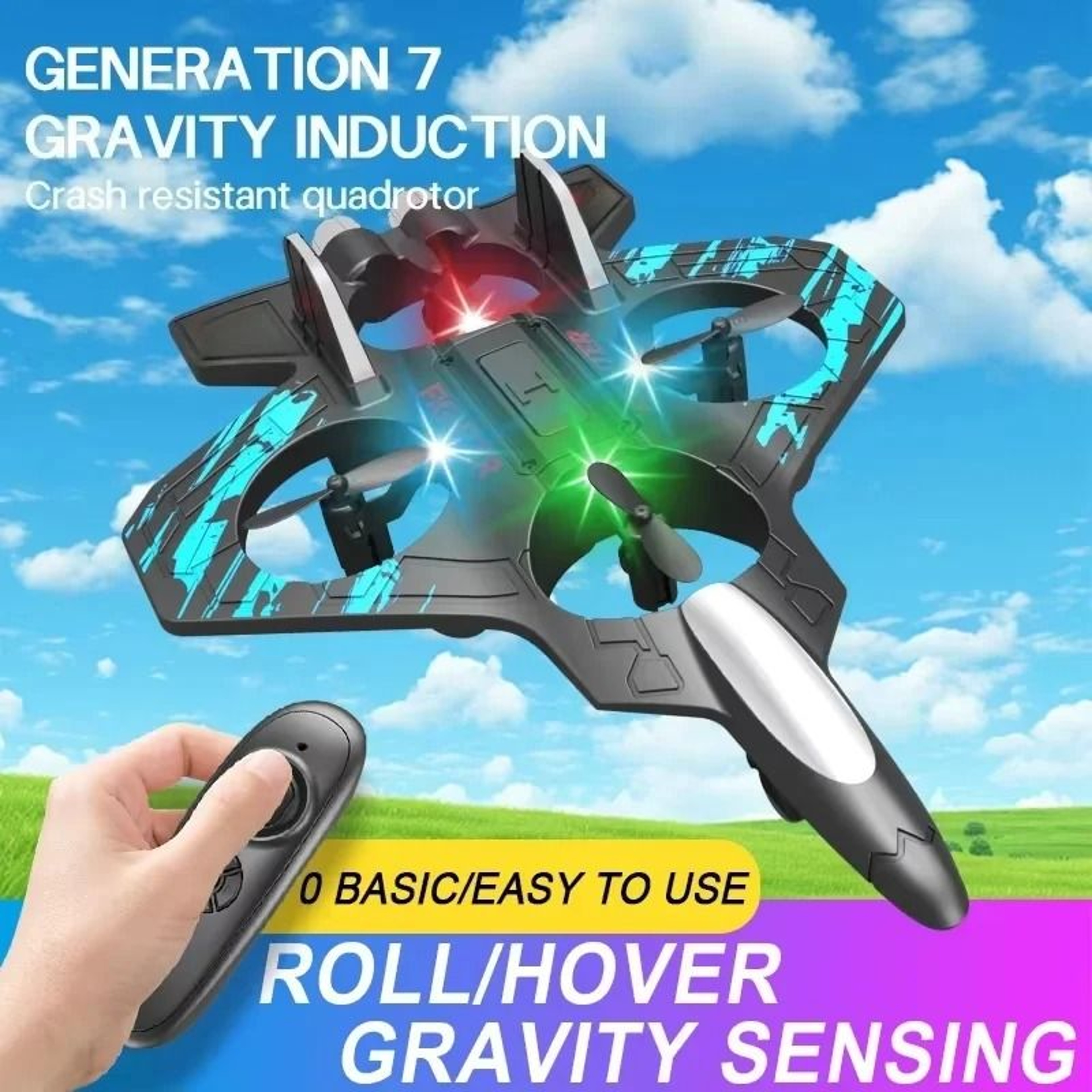 24G Remote Control Foam Fighter Plane With LED Lights And Stunt Tumbling 2
