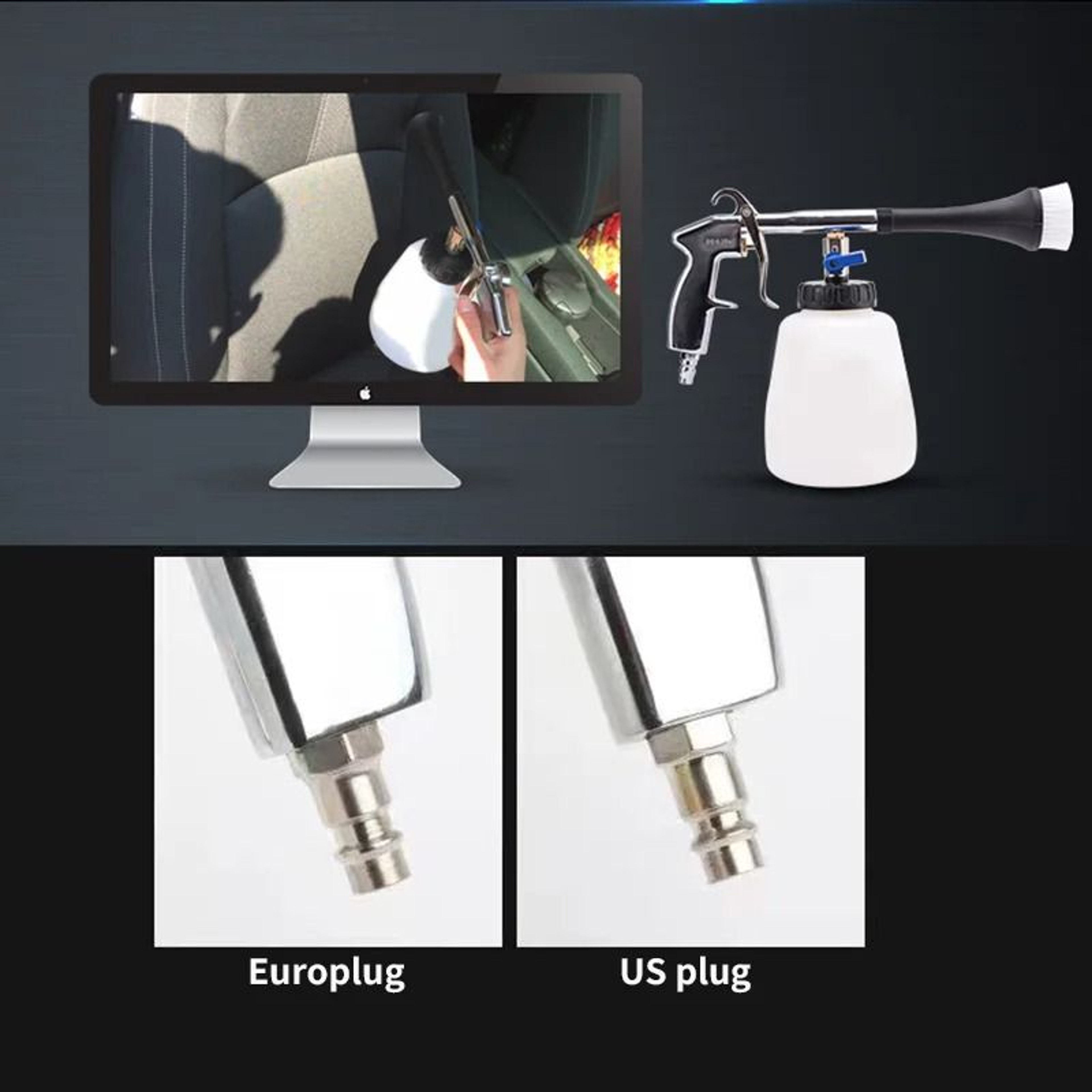 High Wind Speed Car Interior Cleaning Air Blowing Gun With Brush Attachment 3