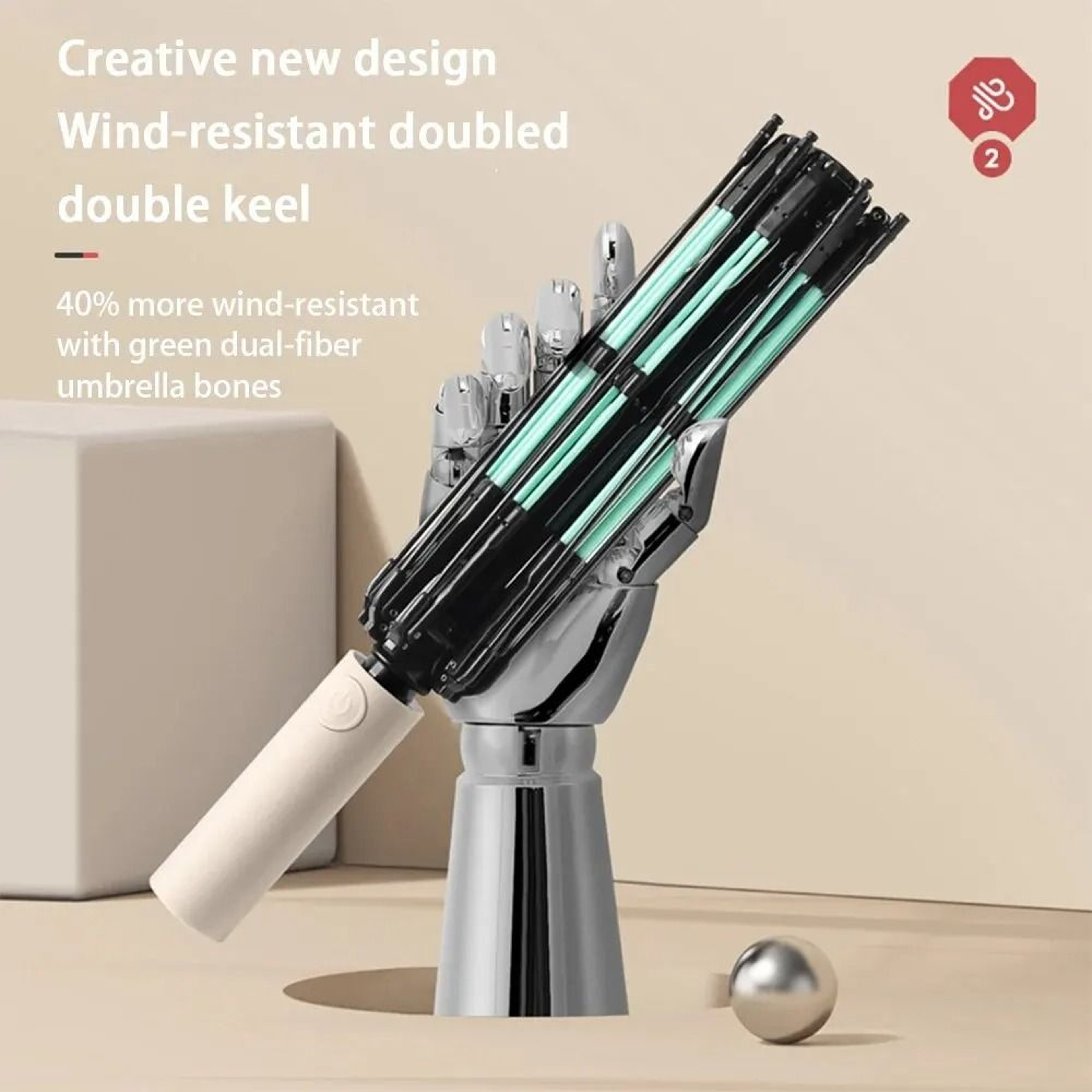 Reflective Reverse Folding Automatic Umbrella With UV Protection And Wind Resistant 20 Rib Frame 3