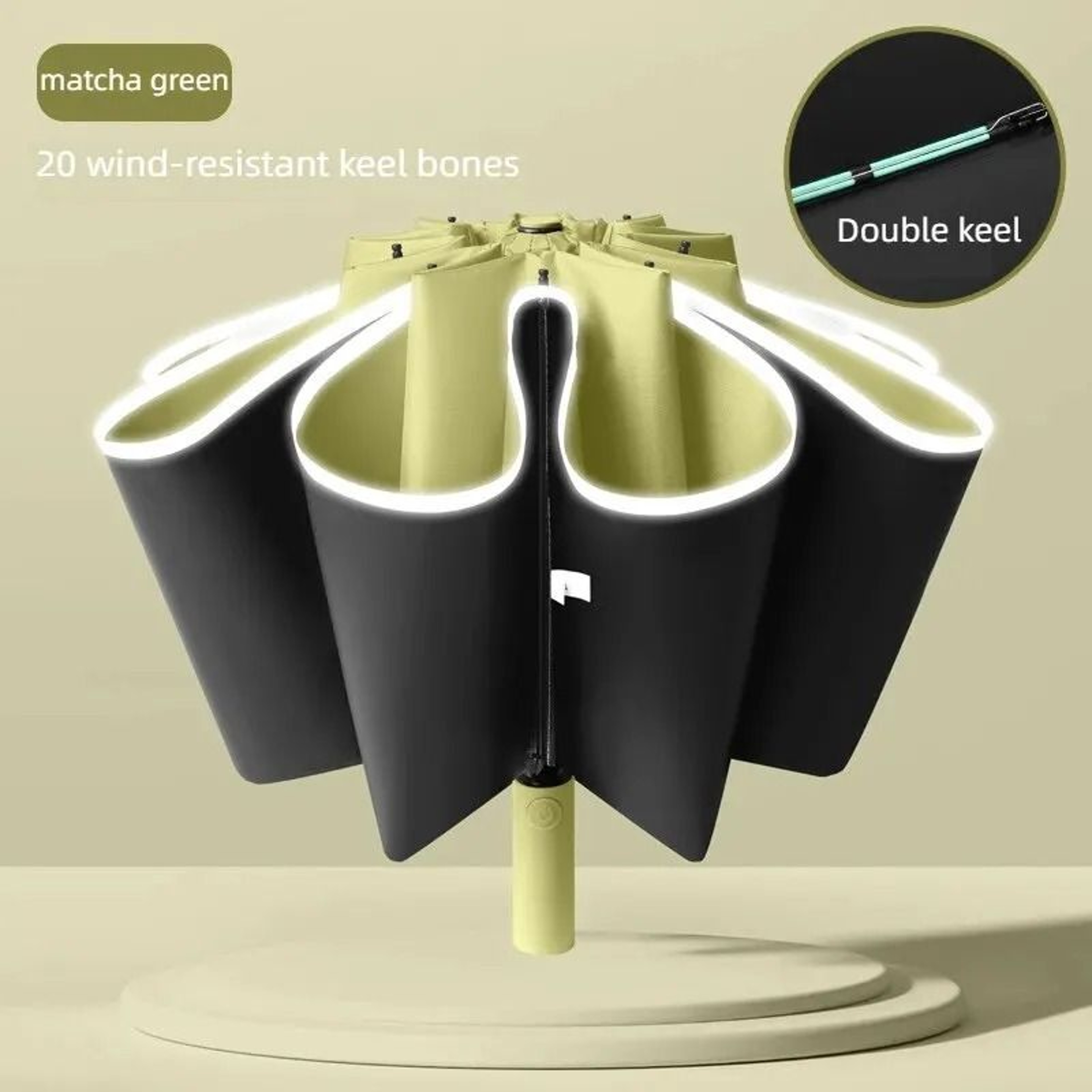 Reflective Reverse Folding Automatic Umbrella With UV Protection And Wind Resistant 20 Rib Frame 6