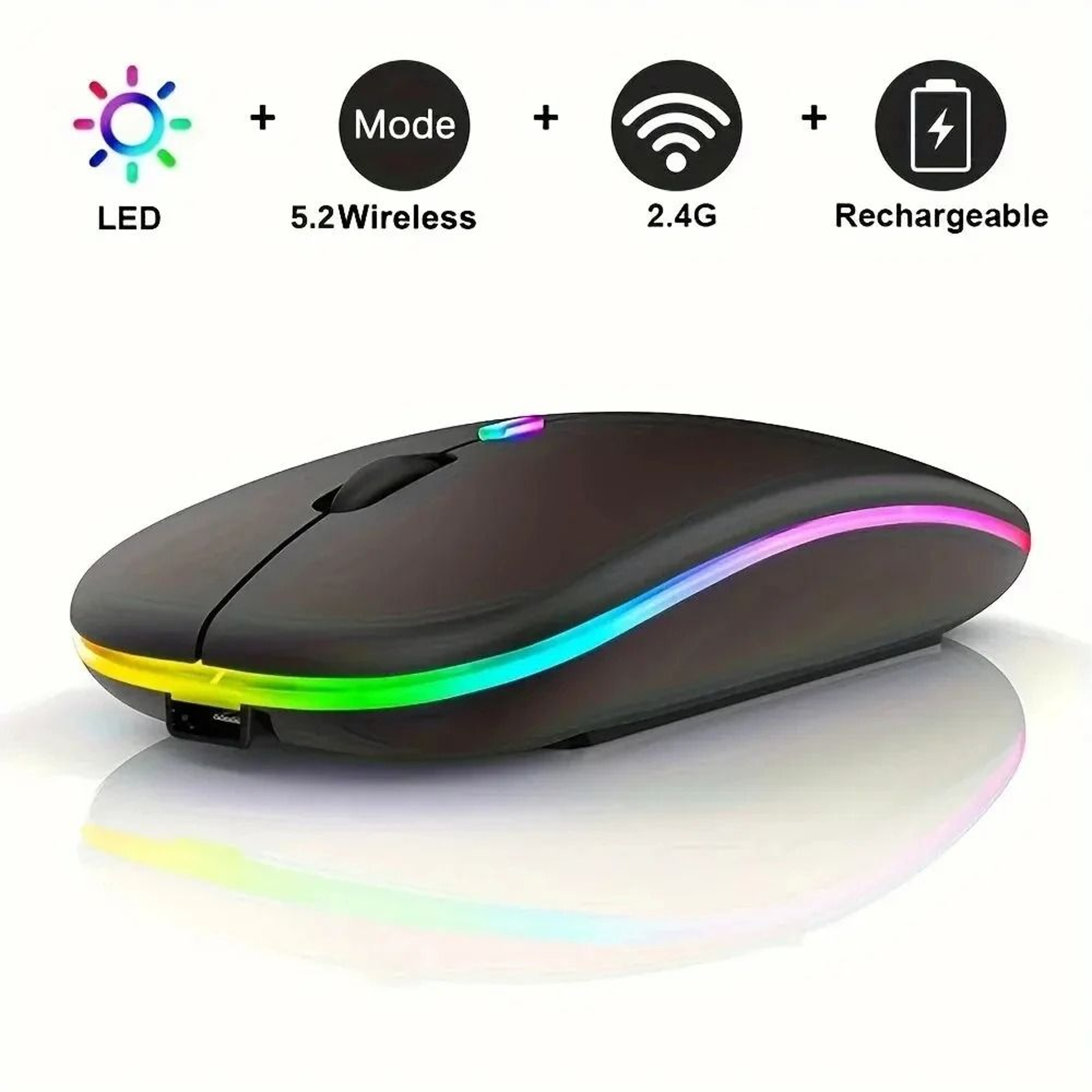 Rechargeable Wireless Gaming Mouse With Silent Click And RGB Backlight For Laptop And PC 6