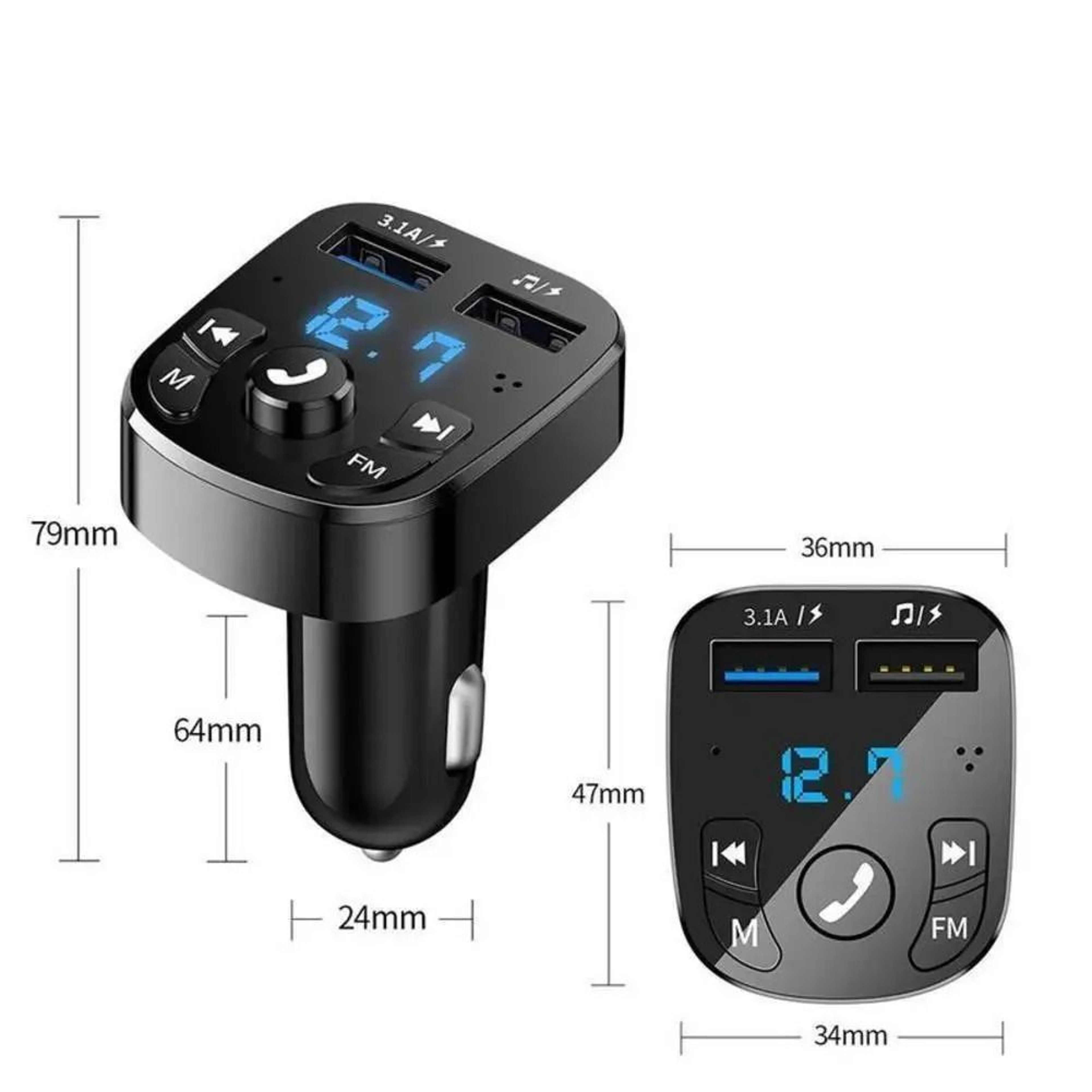 Bluetooth 50 Car FM Transmitter MP3 Player With Dual USB Fast Charger And Hands Free Calling 3