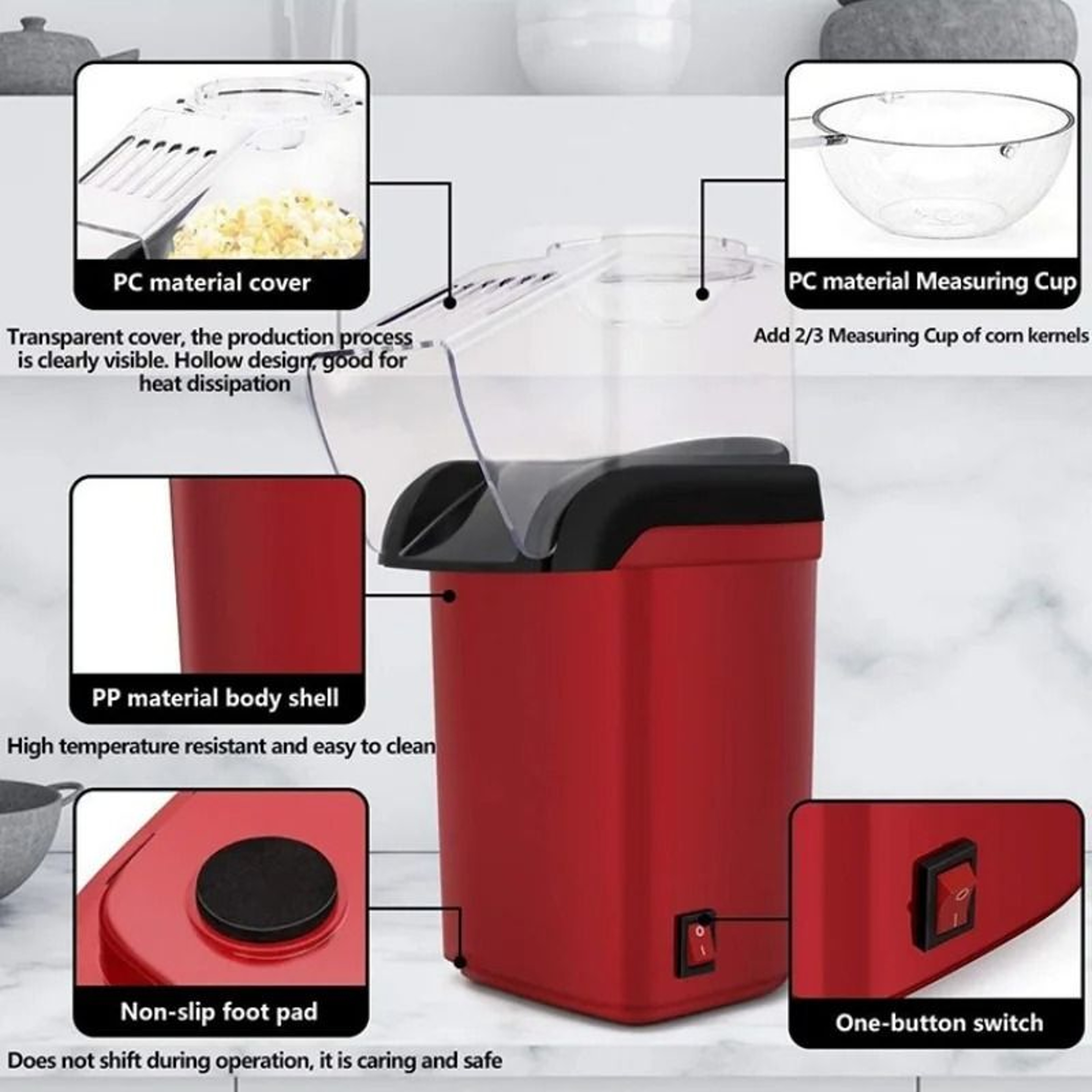Mini Electric Air Popcorn Maker Fully Automatic Hot Air Popper For Healthy Popcorn At Home 3