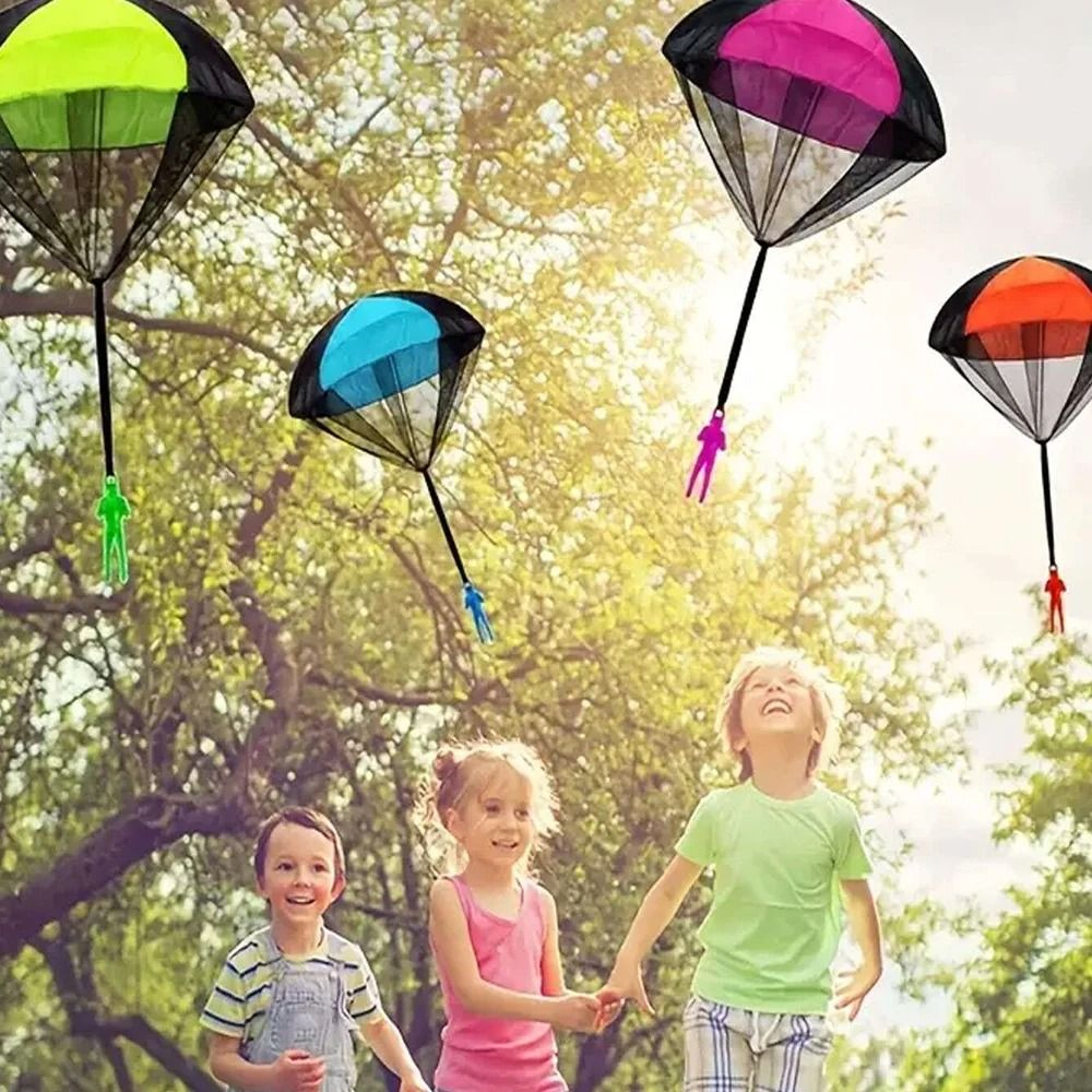 Kids Throwing Parachute Toy Set With Mini Soldier Figures For Outdoor Play 1