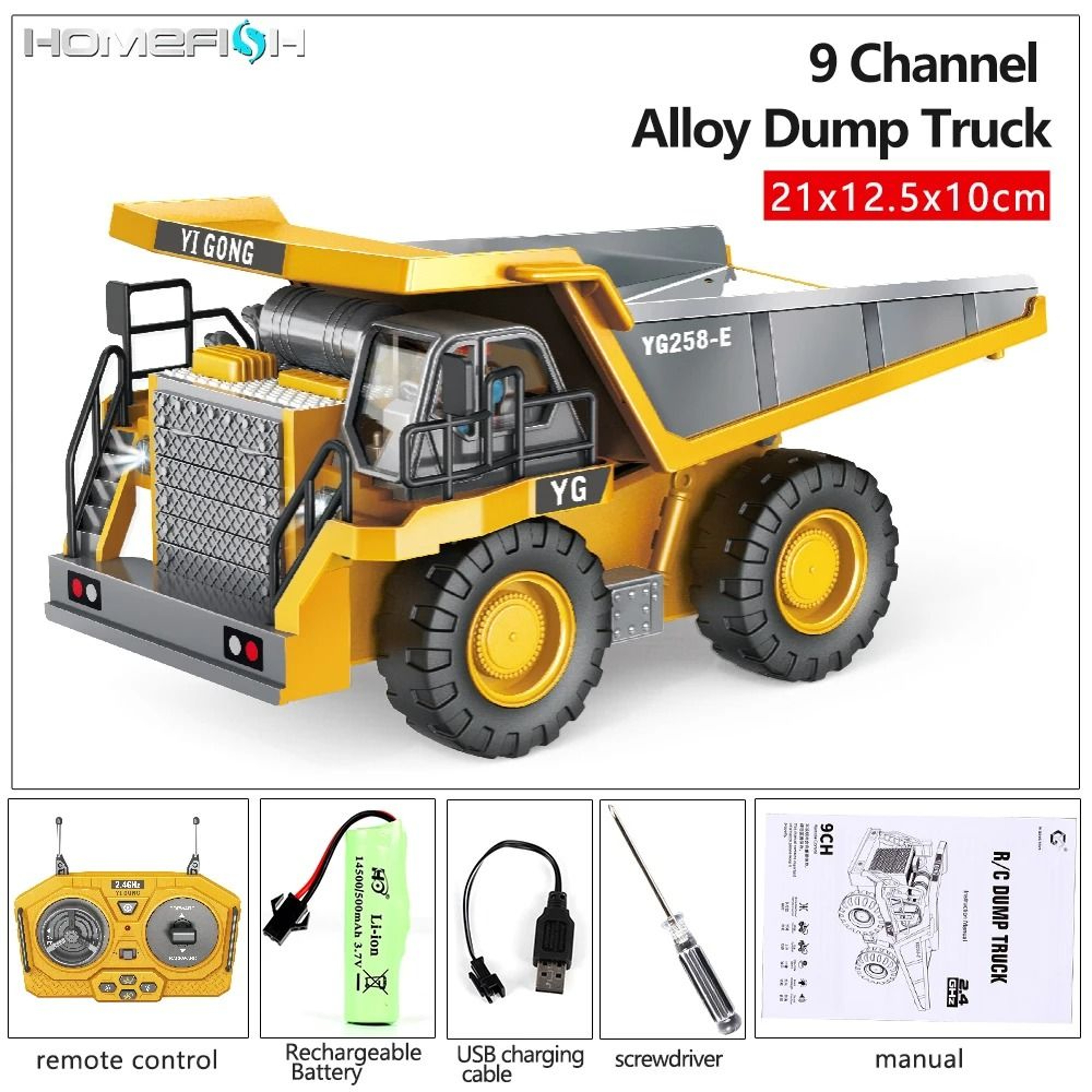 Remote Control Construction Vehicle Toy With 24GHz Control Lights Sound And Rechargeable Battery 5