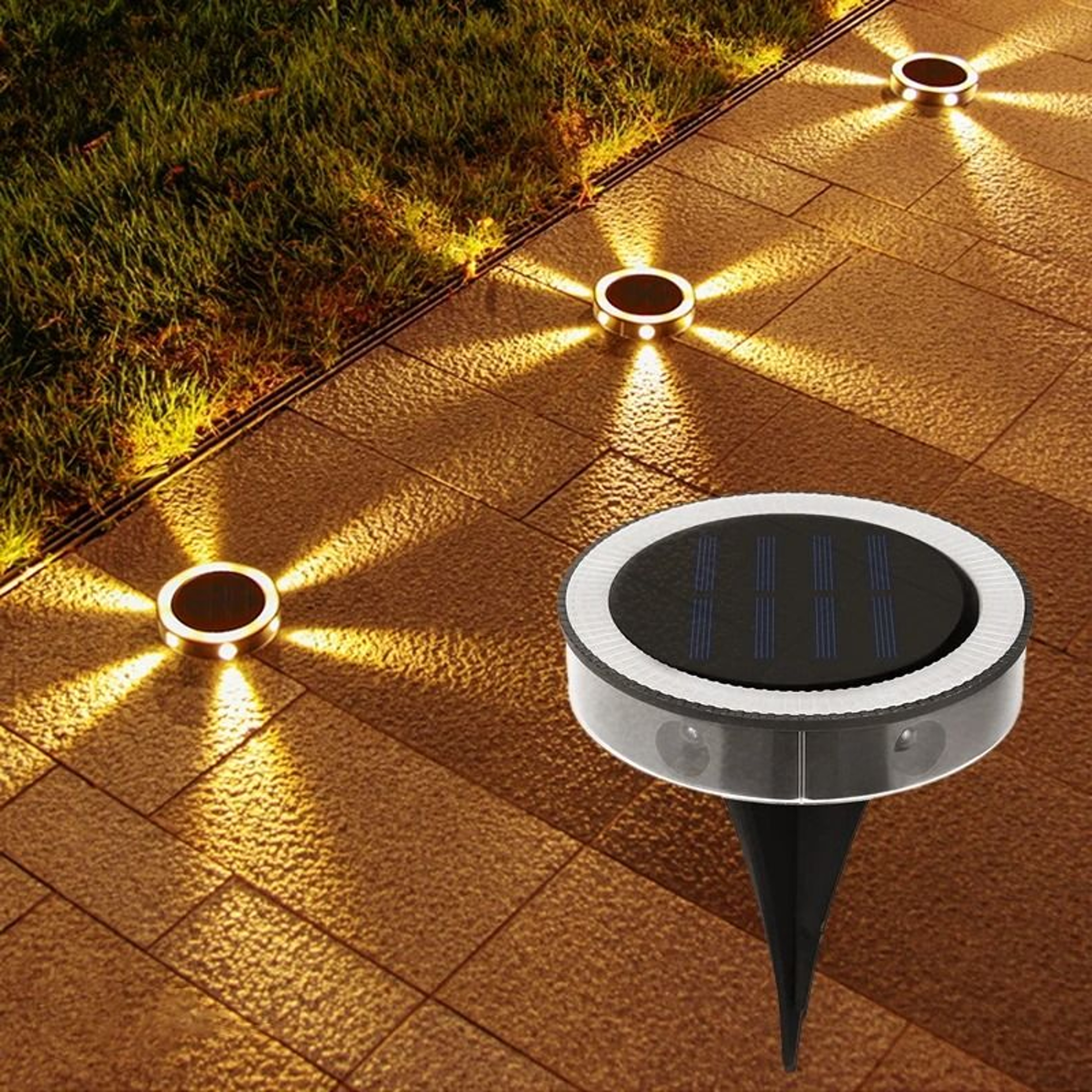 4 Pack Solar InGround LED Lights Waterproof 360 Degree Warm Glow For Garden And Yard Decor 0