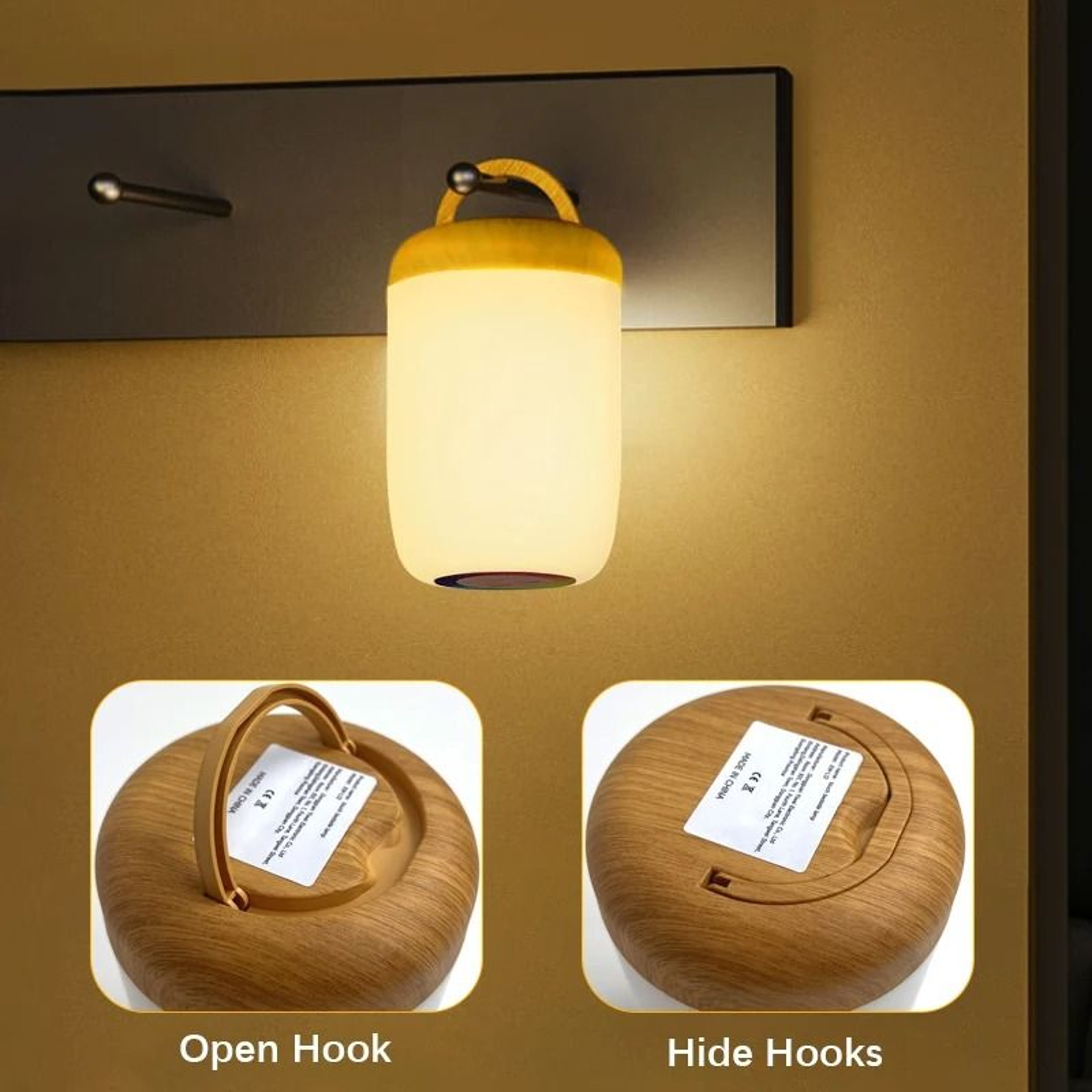 USB Rechargeable RGB Touch Night Light With Wood Grain Base And Timer For Bedroom And Kids Decor 0