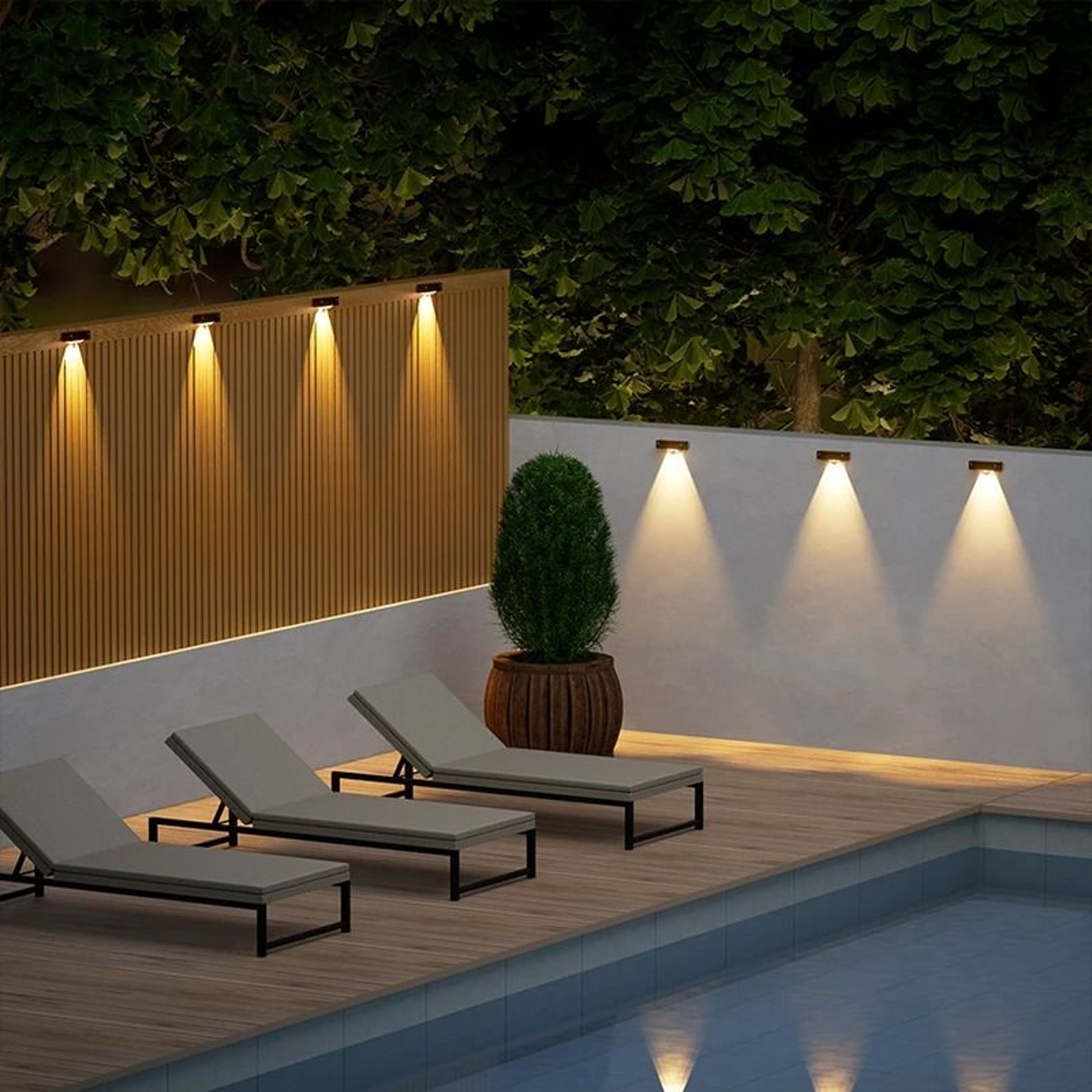 4 Pack Solar Wall Lamps With Smart Sensor Auto On Off For Garden Fence And Pathway Lighting 6