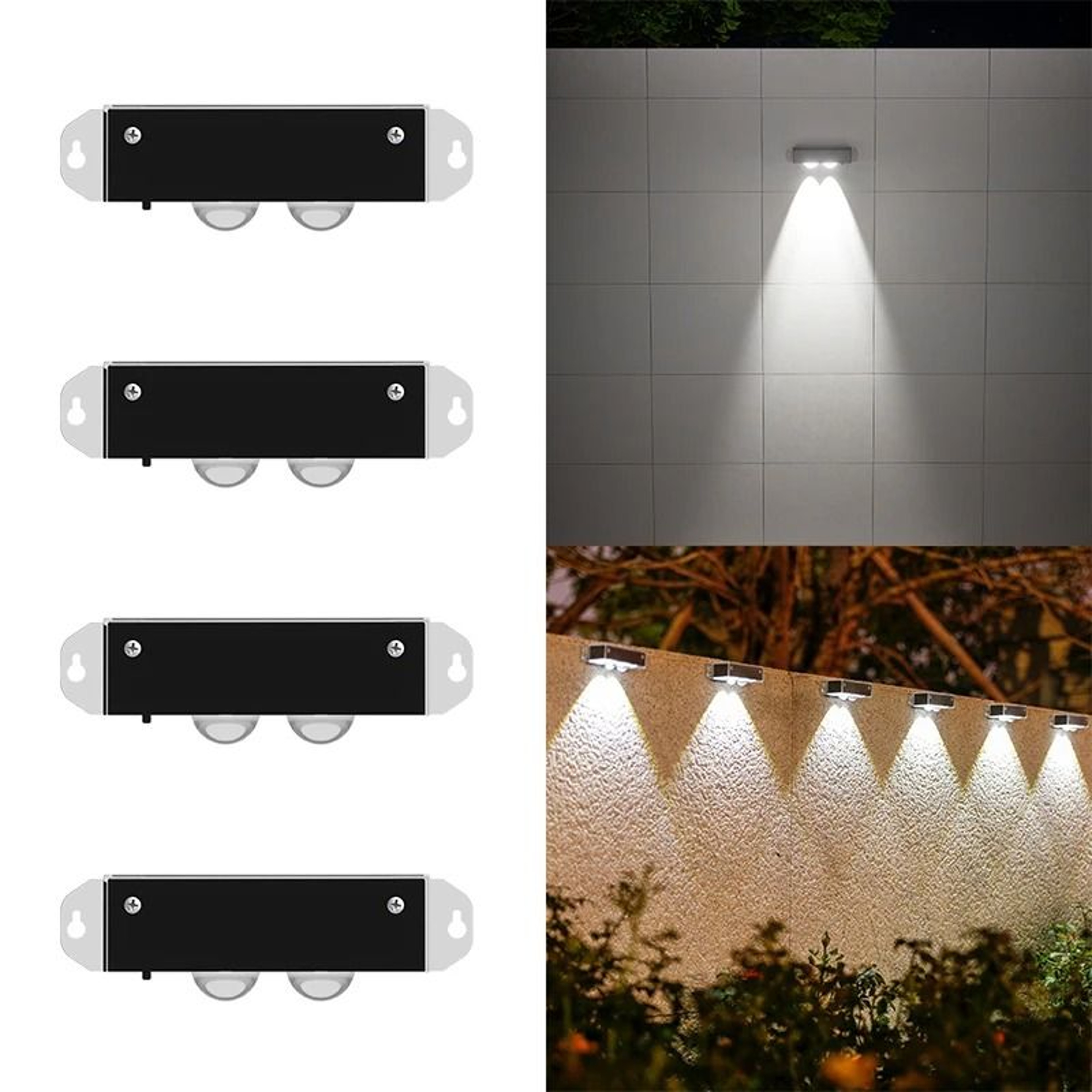4 Pack Solar Wall Lamps With Smart Sensor Auto On Off For Garden Fence And Pathway Lighting 7