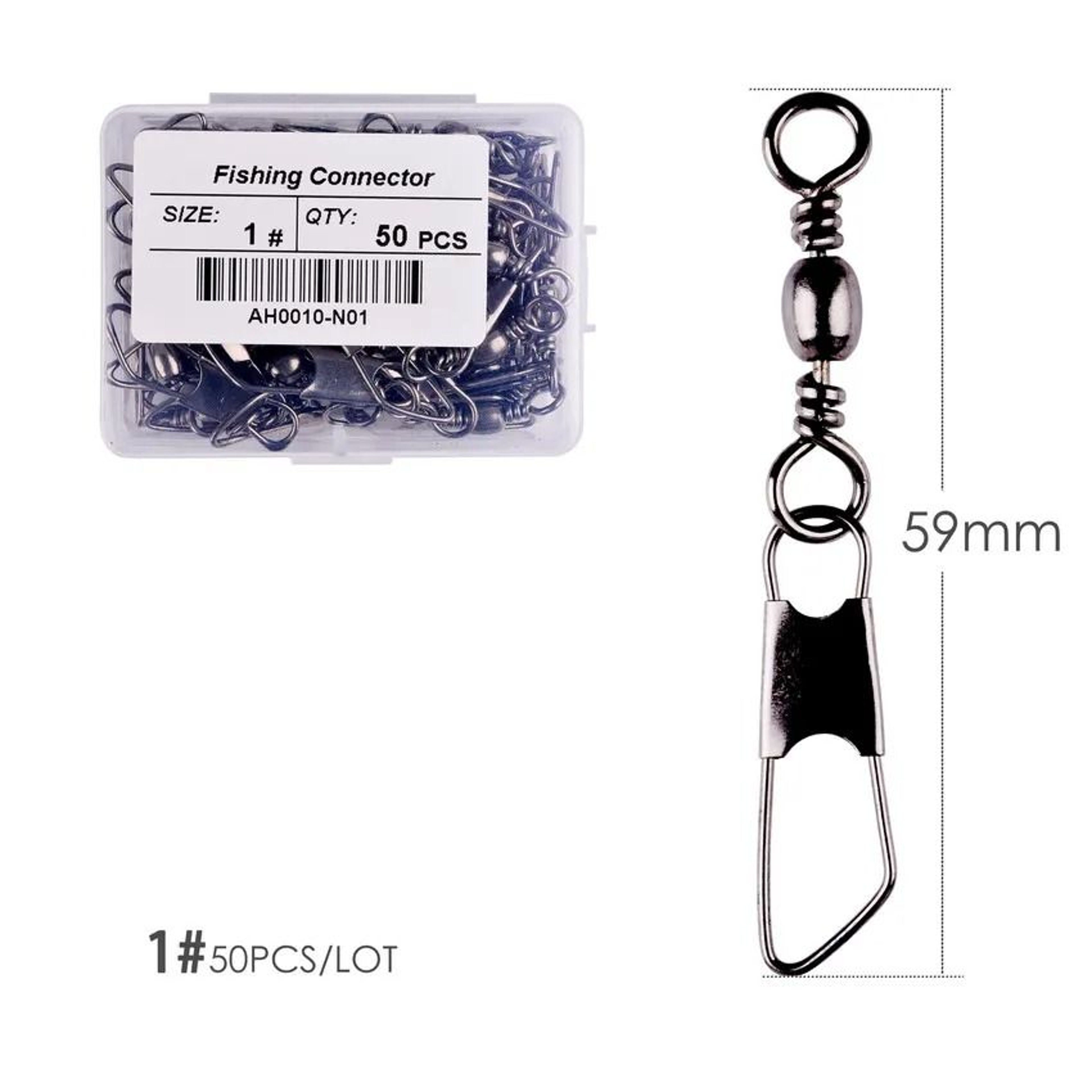 50 Piece Fishing Swivel Set With Brass Barrel Swivels And Snap Connectors In Storage Box 7