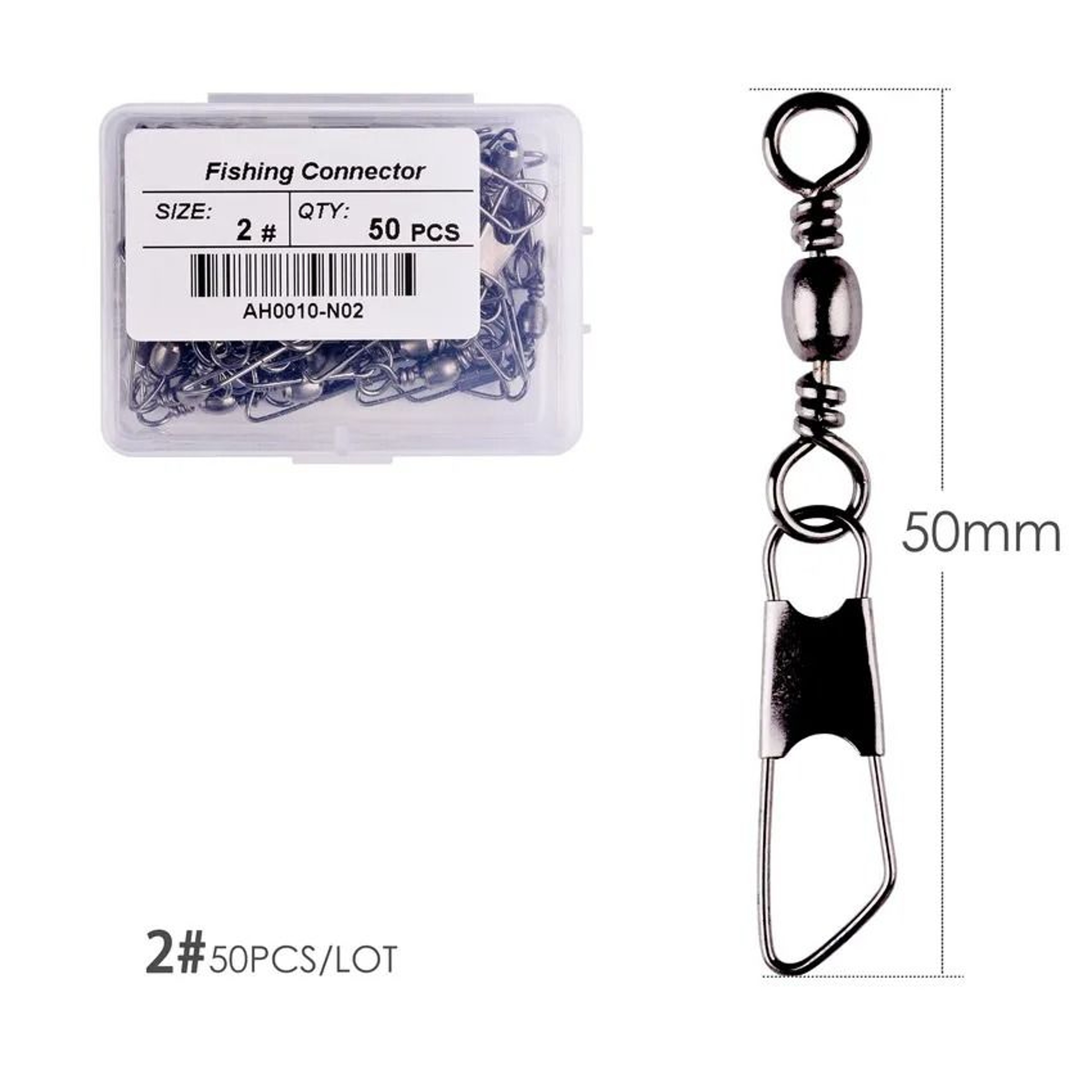 50 Piece Fishing Swivel Set With Brass Barrel Swivels And Snap Connectors In Storage Box 8