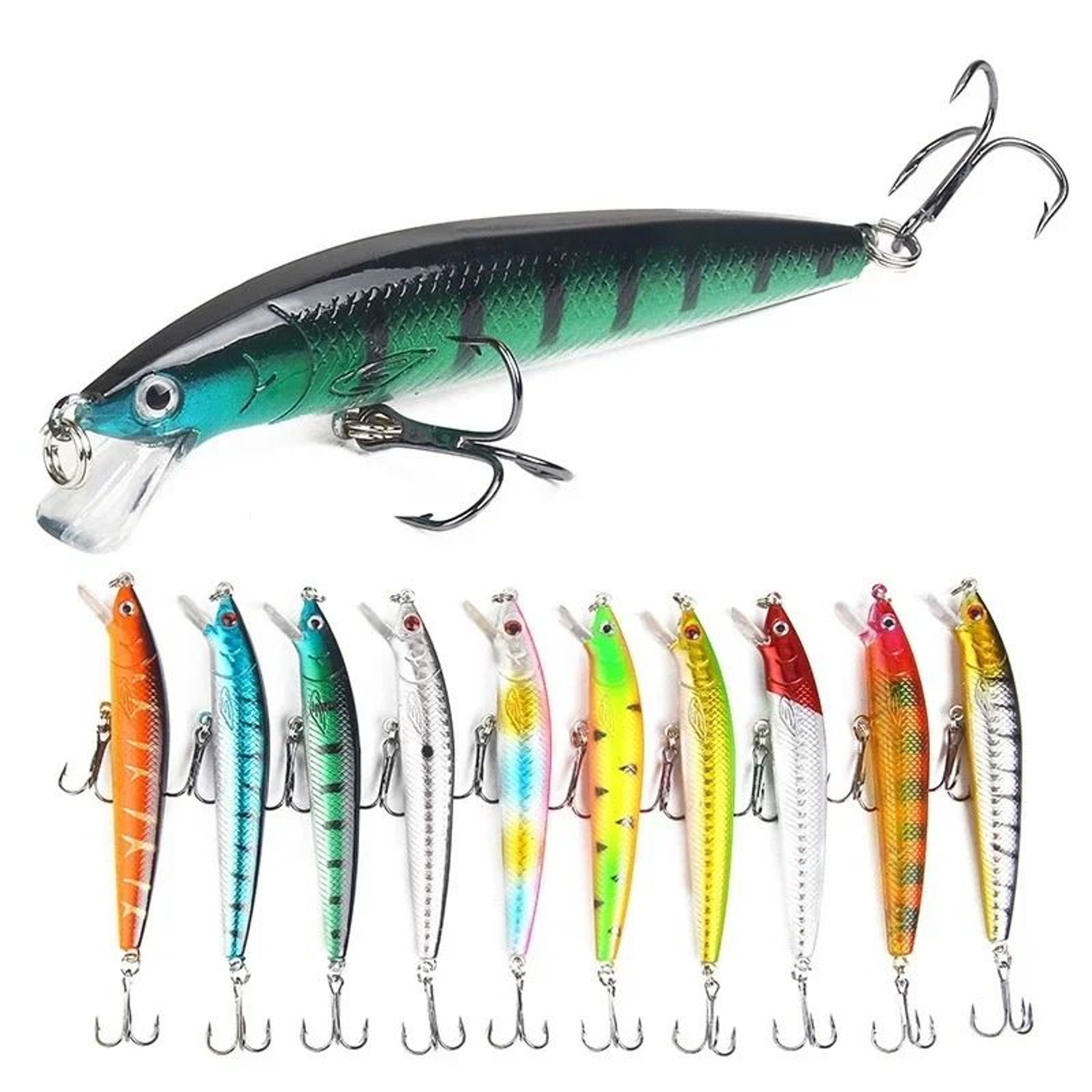 Floating Minnow Fishing Lure 374 In Hard Bait Crankbait With Barbed Hooks For Bass And Perch 0