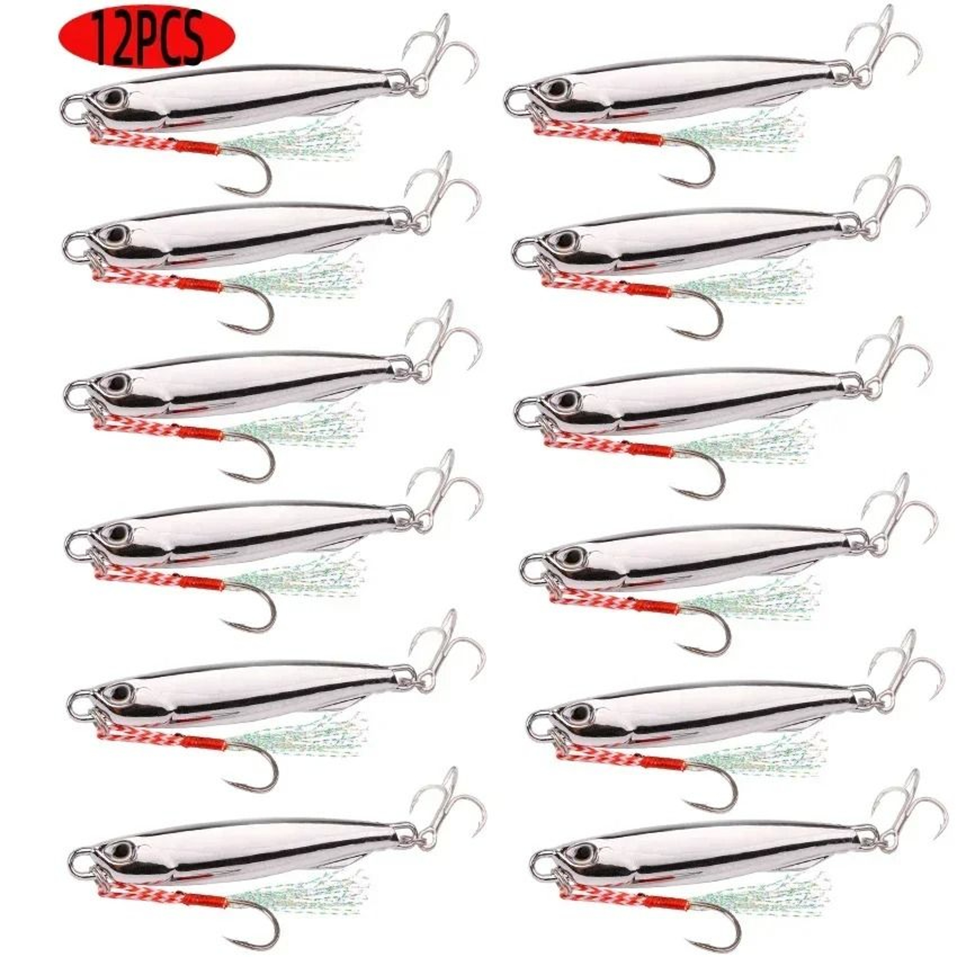 12 Piece Metal Jig Fishing Lure Kit Sinking Spoon And Spinner Set For Pike Carp And Sea Fishing 1