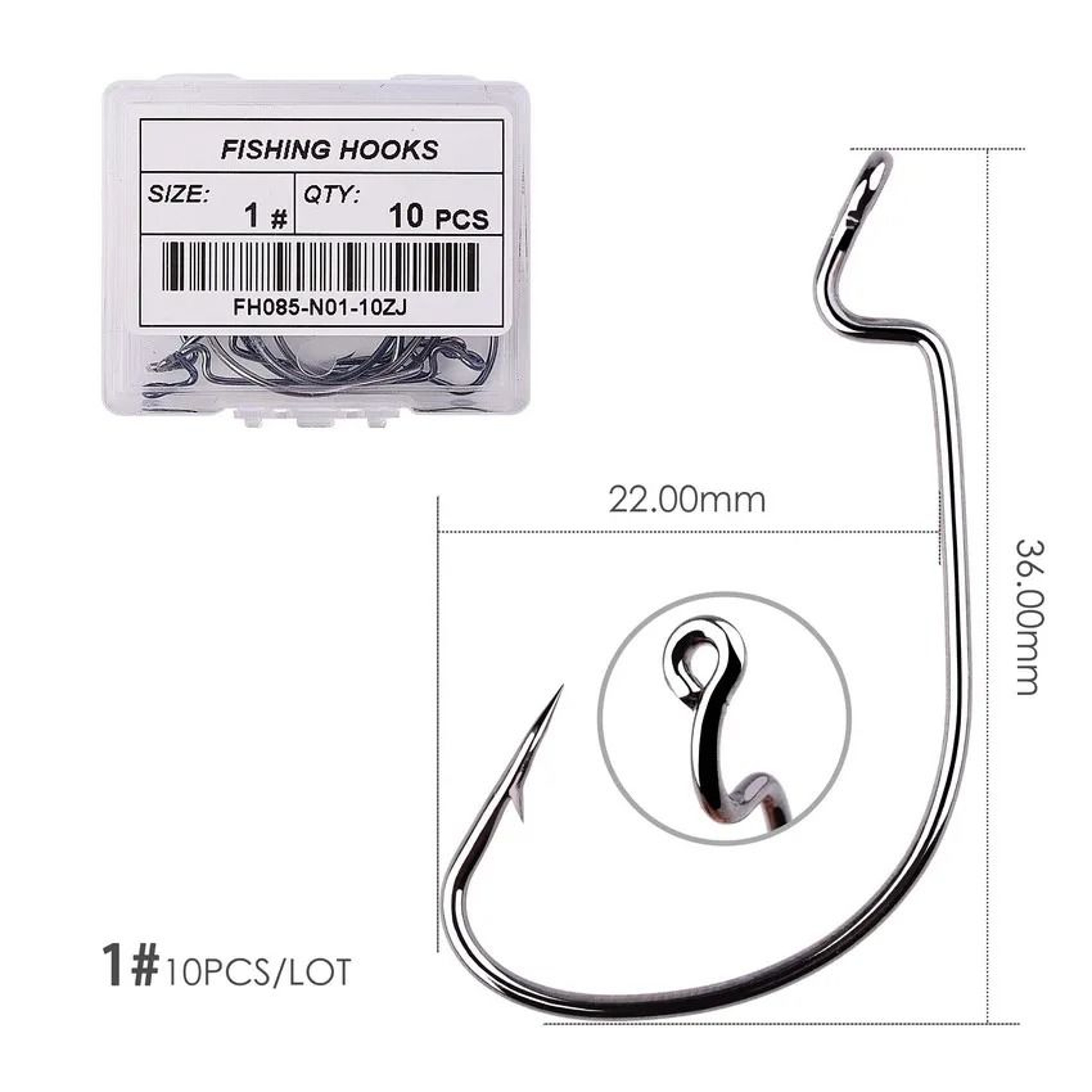 10 Piece Offset Fishing Hook Set Sharp Jig Head Crank Hooks For Soft Bait And Crankbait Rigs 9