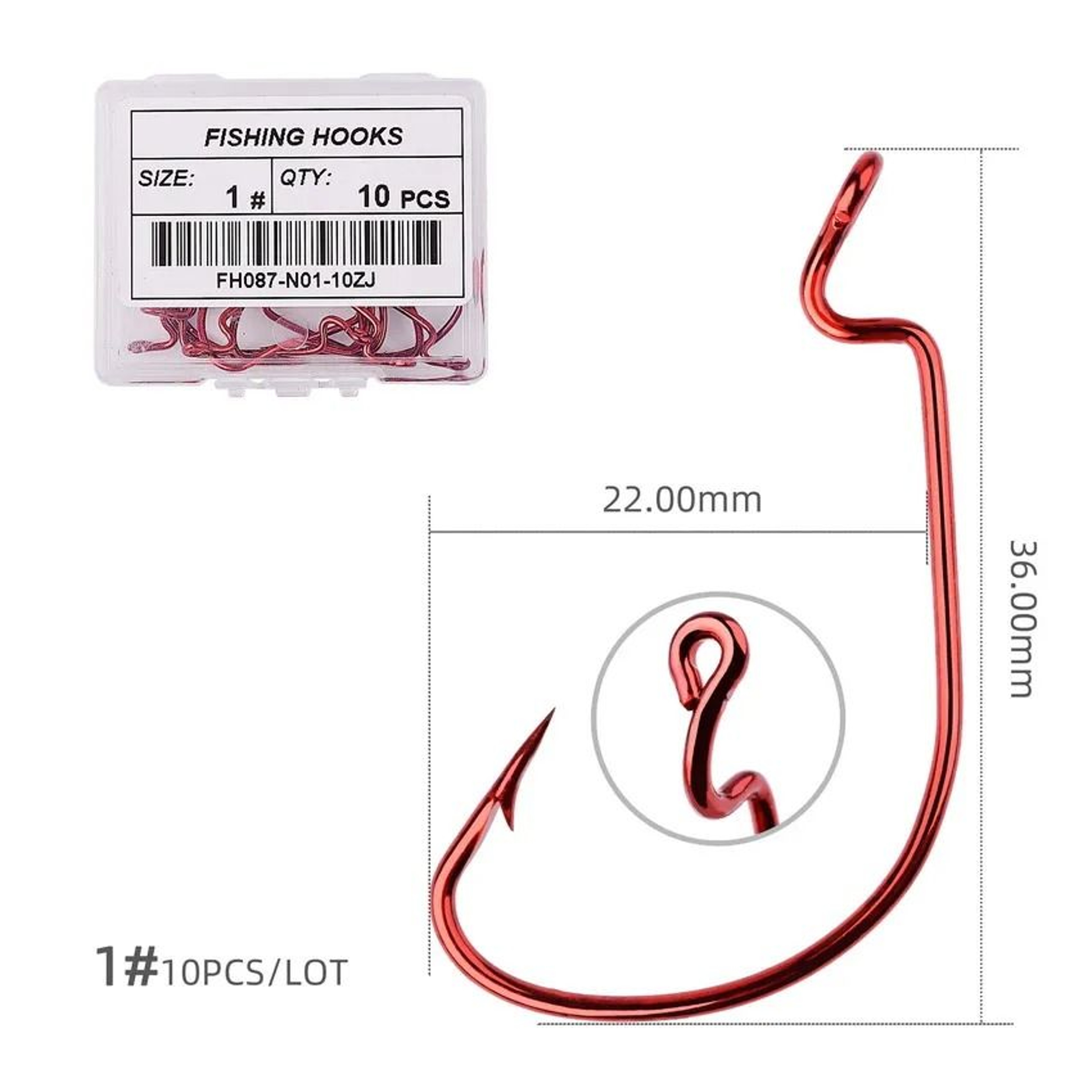 10 Piece Offset Fishing Hook Set Sharp Jig Head Crank Hooks For Soft Bait And Crankbait Rigs 18