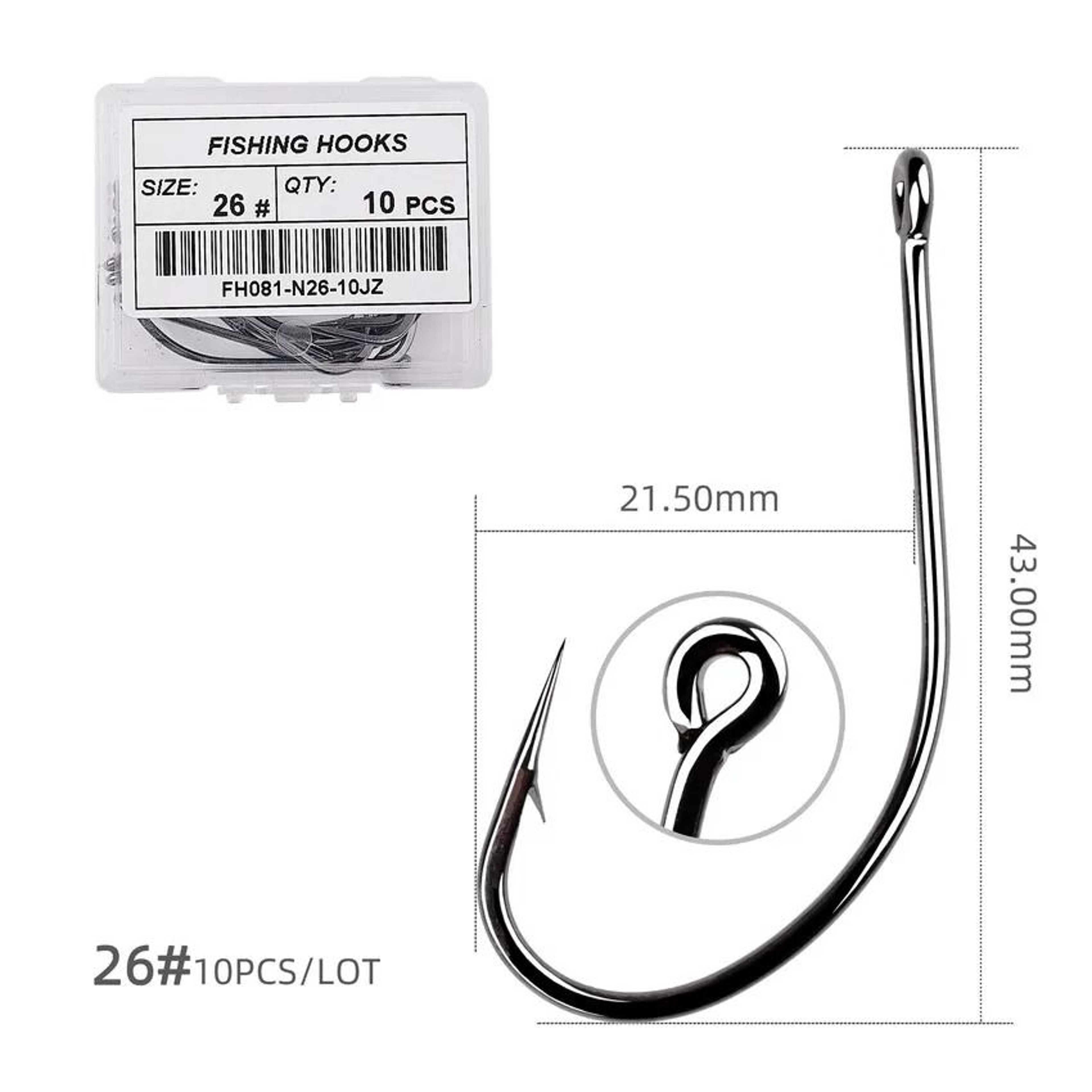 10 Piece Sea Big Fishing Hook Set High Carbon Steel Hooks With Black Nickel Finish For Saltwater An 10