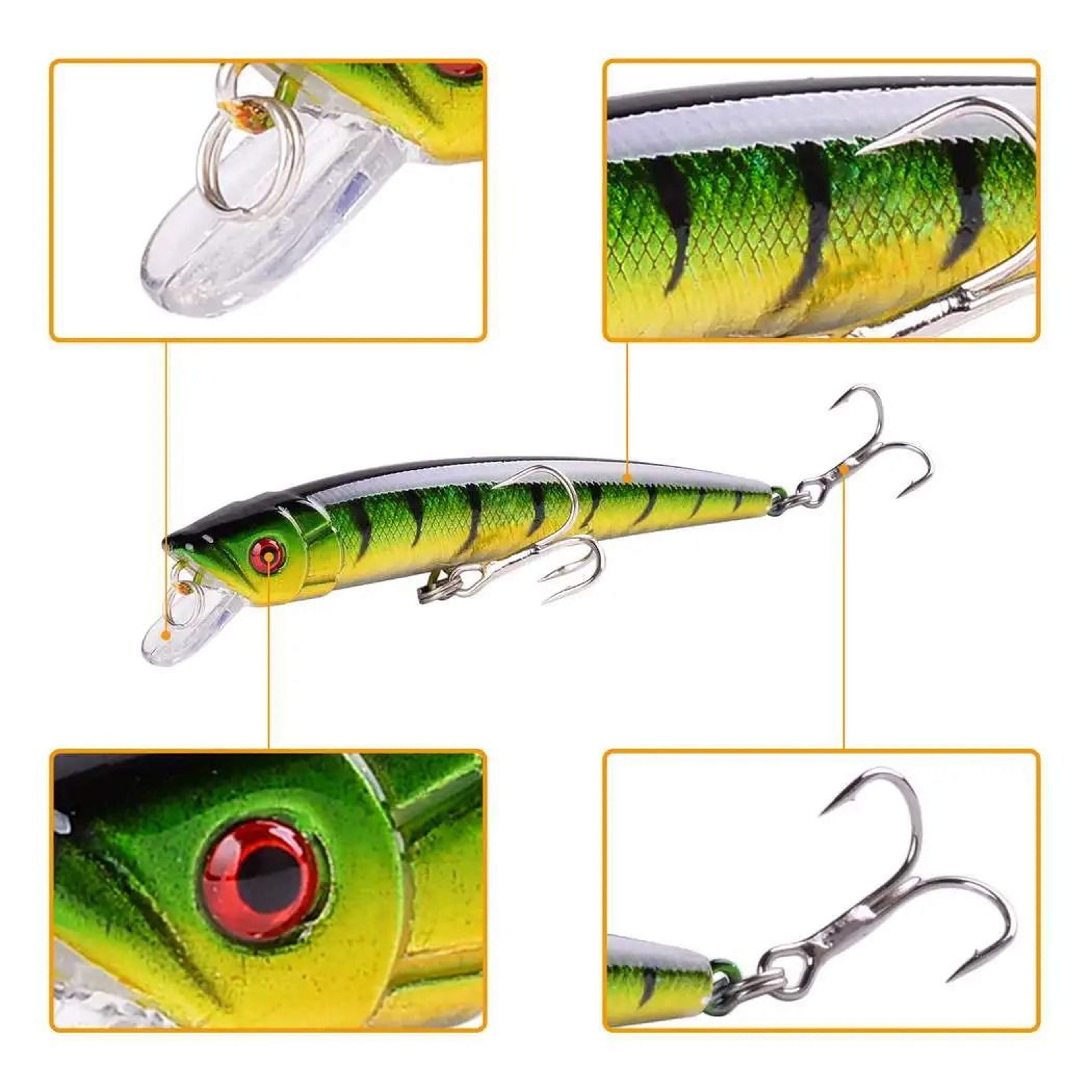 8 Piece Minnow Crankbait Fishing Lure Set 354 In Wobblers Swimbait Kit For Bass Pike And Carp 3