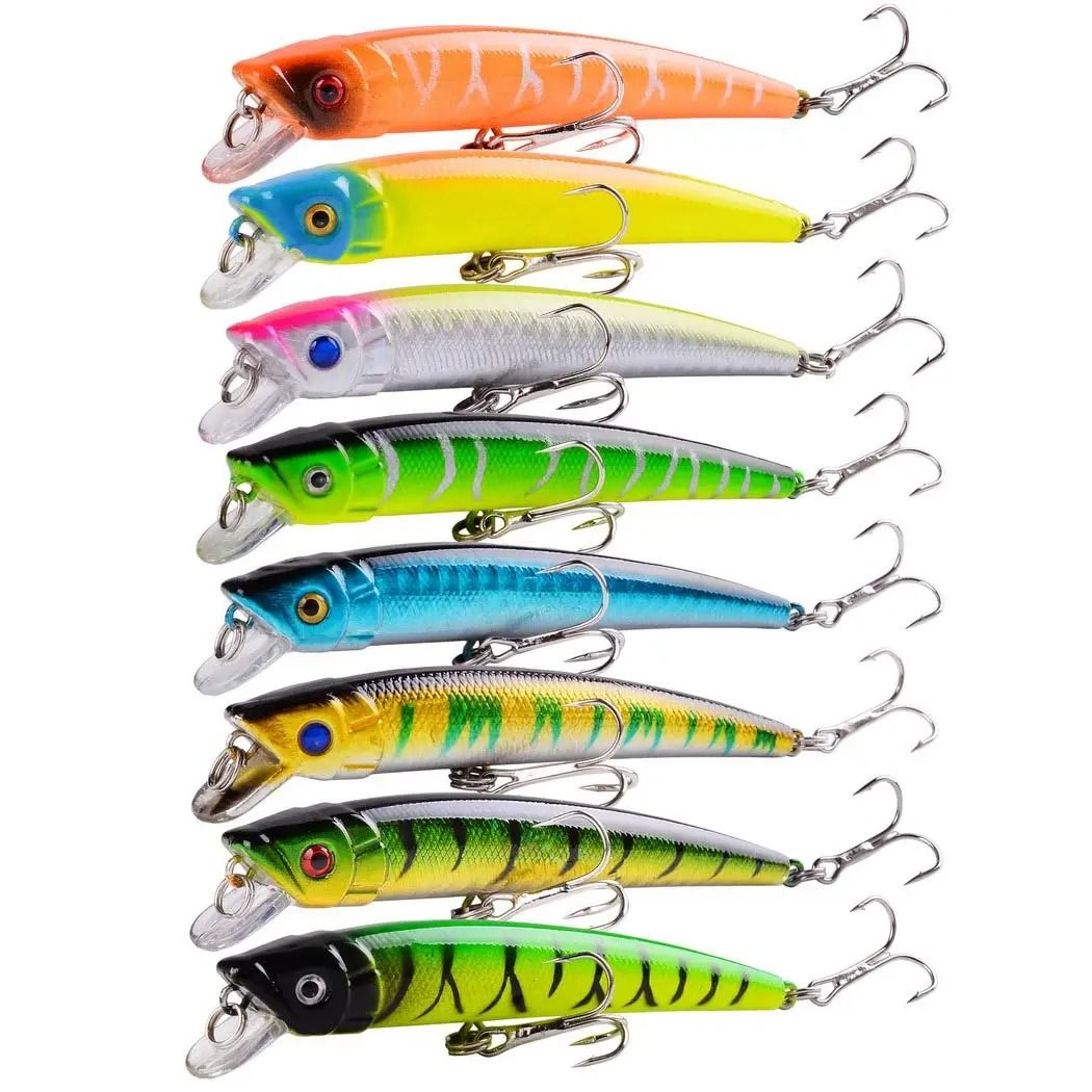 8 Piece Minnow Crankbait Fishing Lure Set 354 In Wobblers Swimbait Kit For Bass Pike And Carp 7