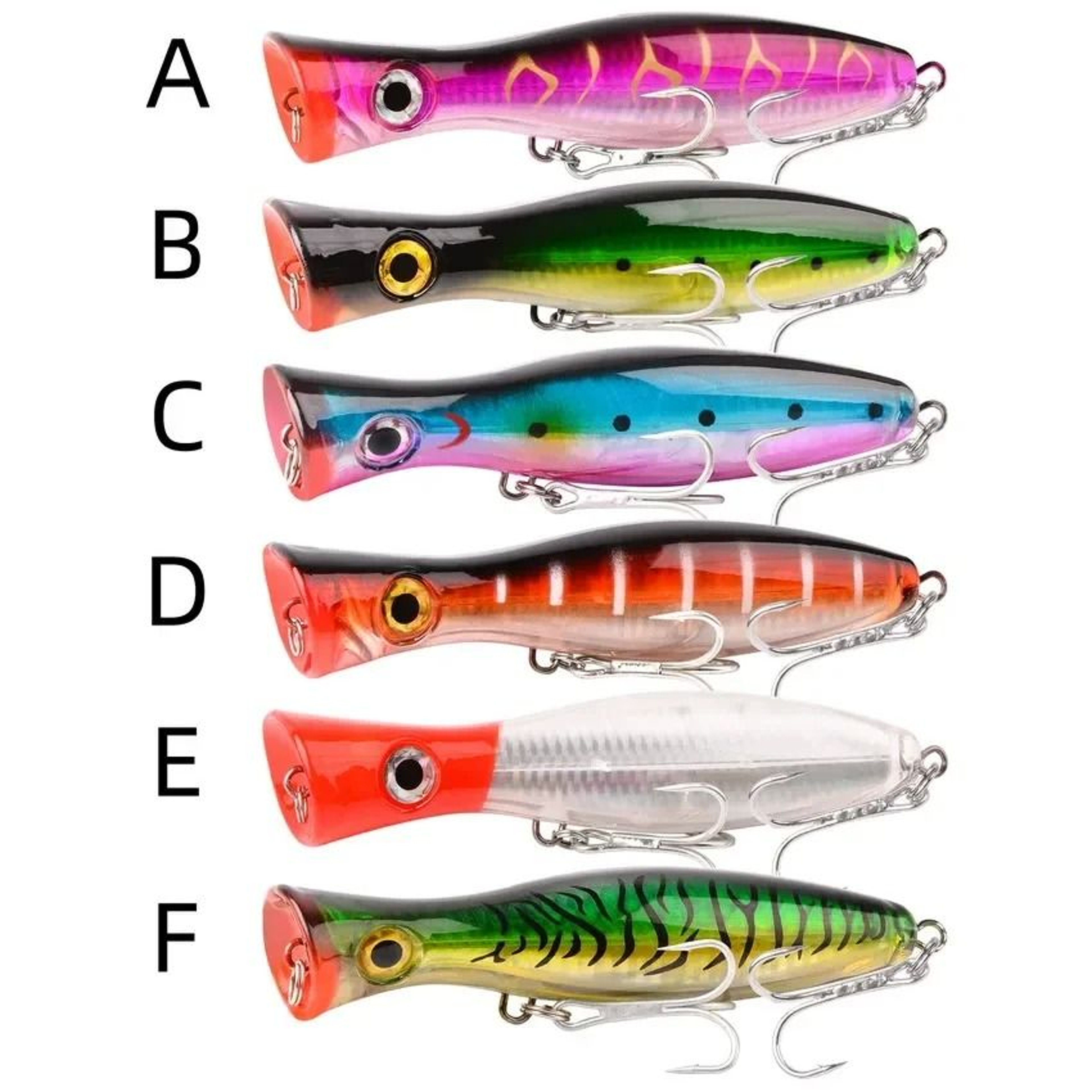 Big Game Saltwater Popper Fishing Lure Topwater Wobbler With 3D Eyes And Treble Hooks 1