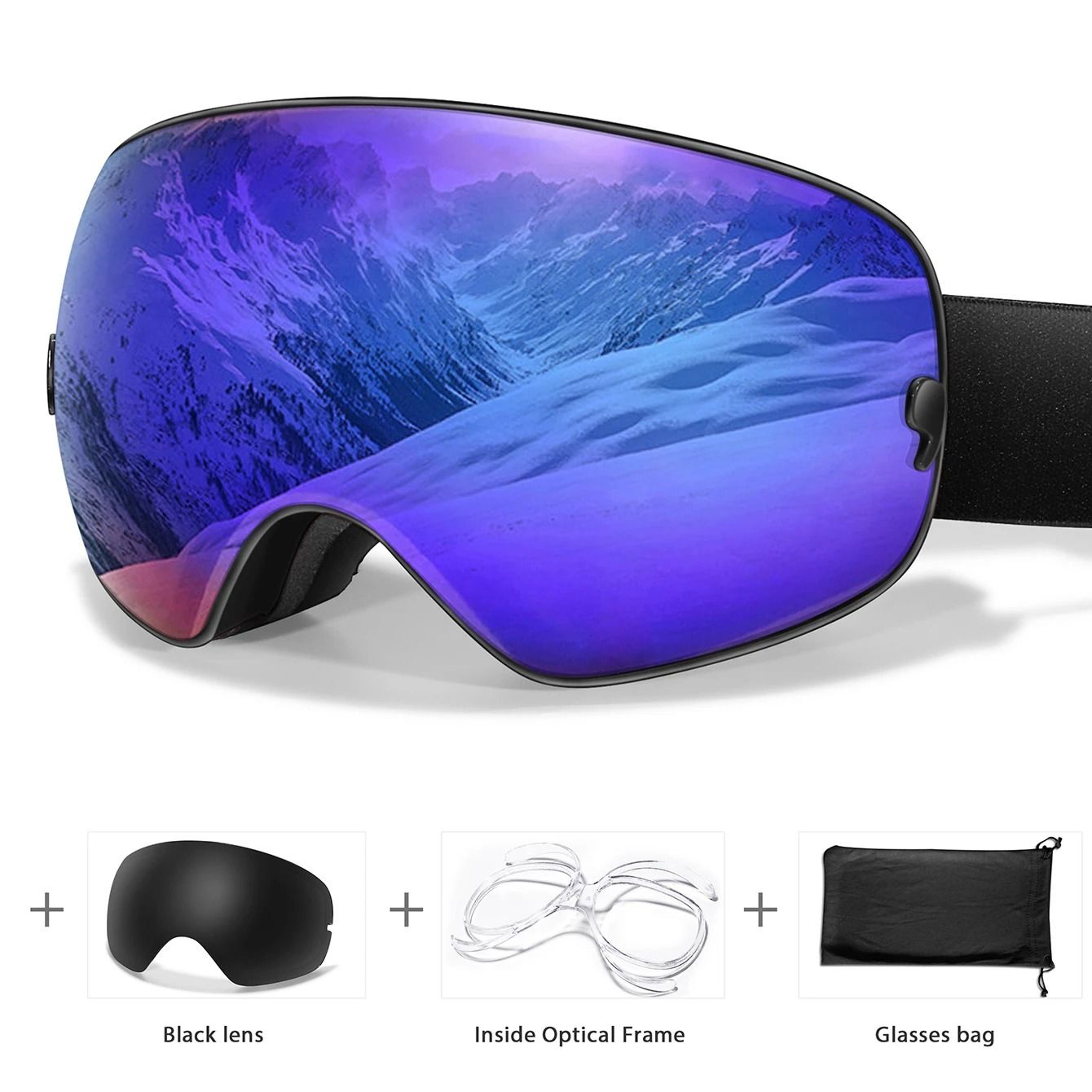 UV400 AntiFog Outdoor Sports Ski Goggles With Changeable Lens For Snowboarding Cycling And Snowmobi 10