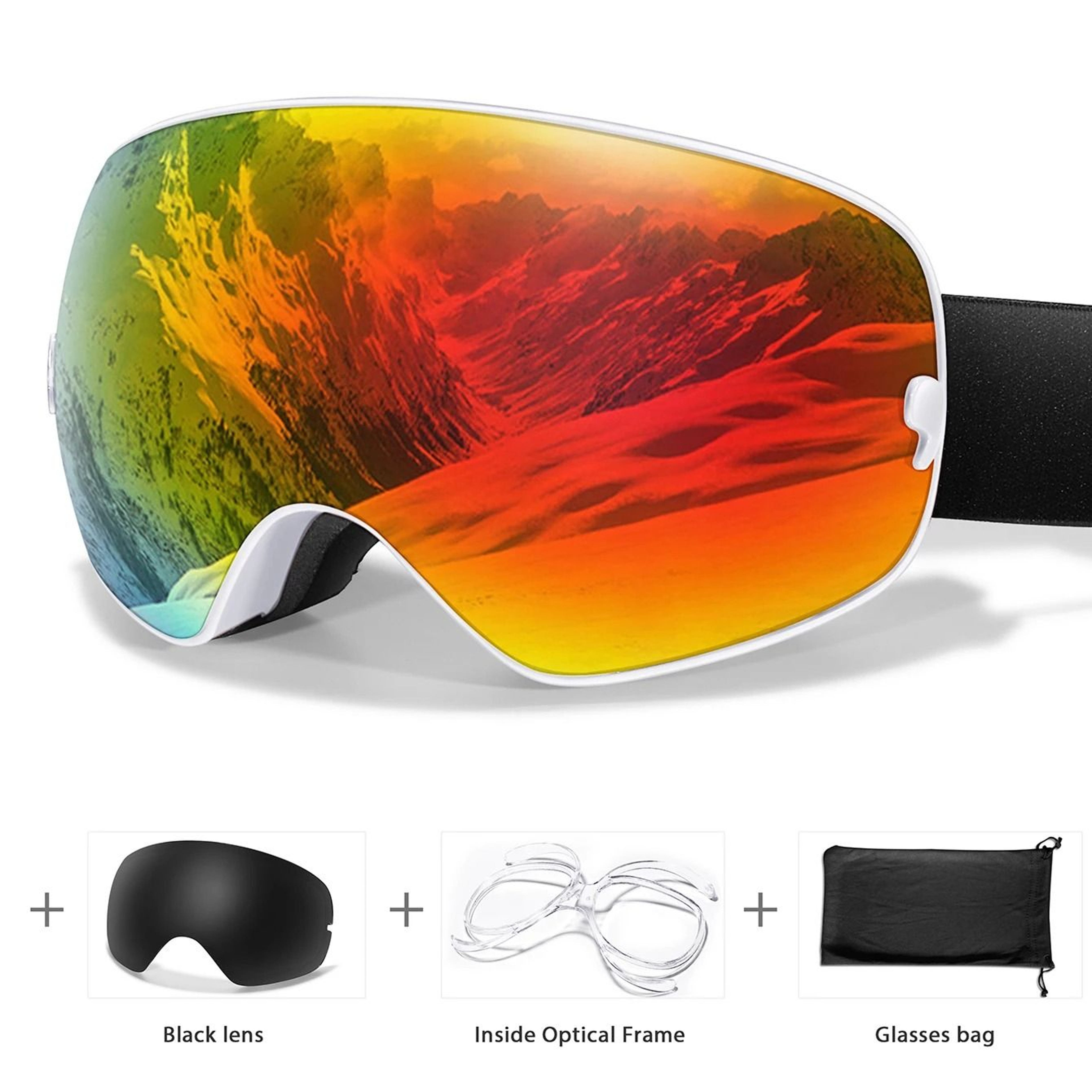 UV400 AntiFog Outdoor Sports Ski Goggles With Changeable Lens For Snowboarding Cycling And Snowmobi 16