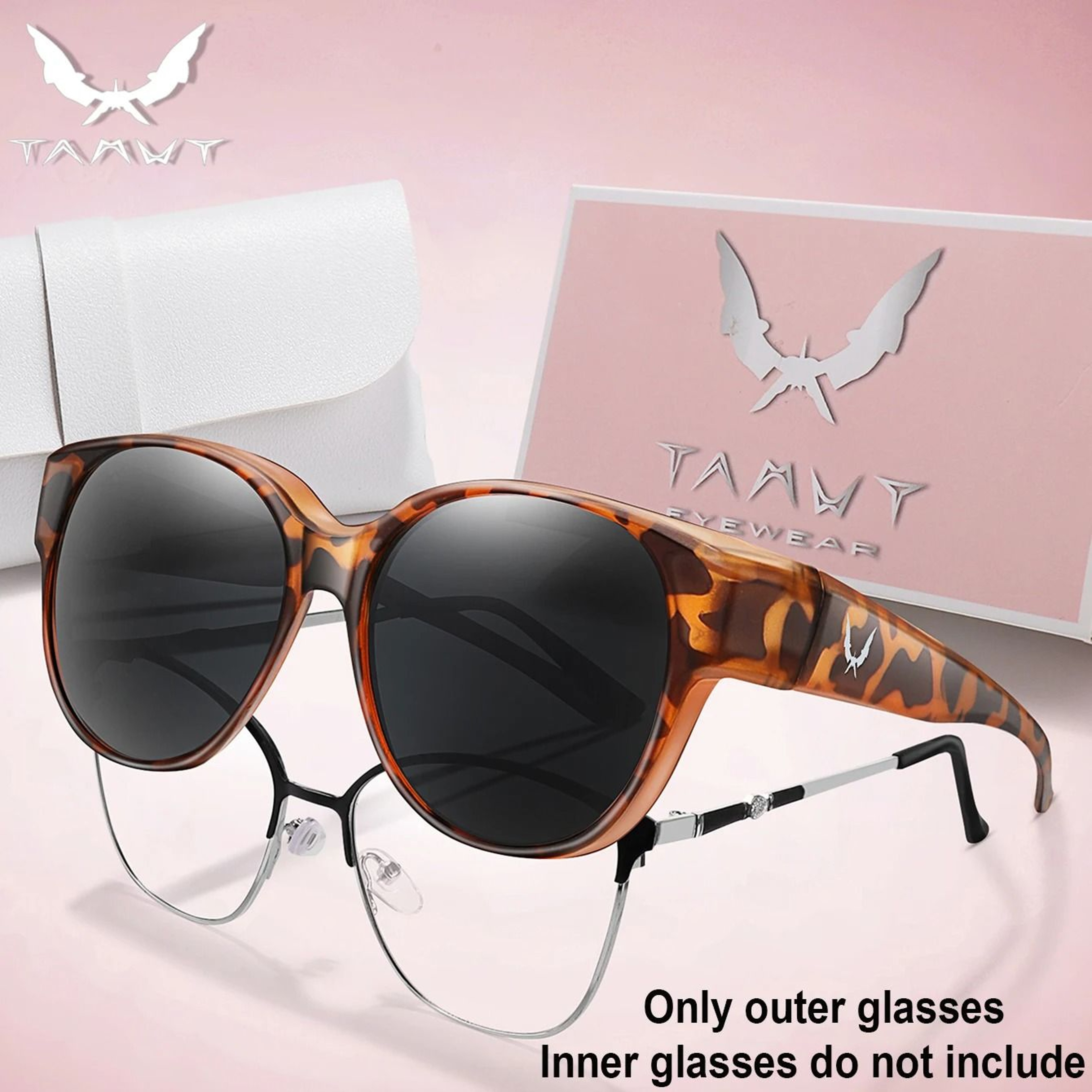 Over Glasses UV Protection Round Sunglasses With Box Cover For Myopia Eyeglasses Unisex Outdoor Sha 0