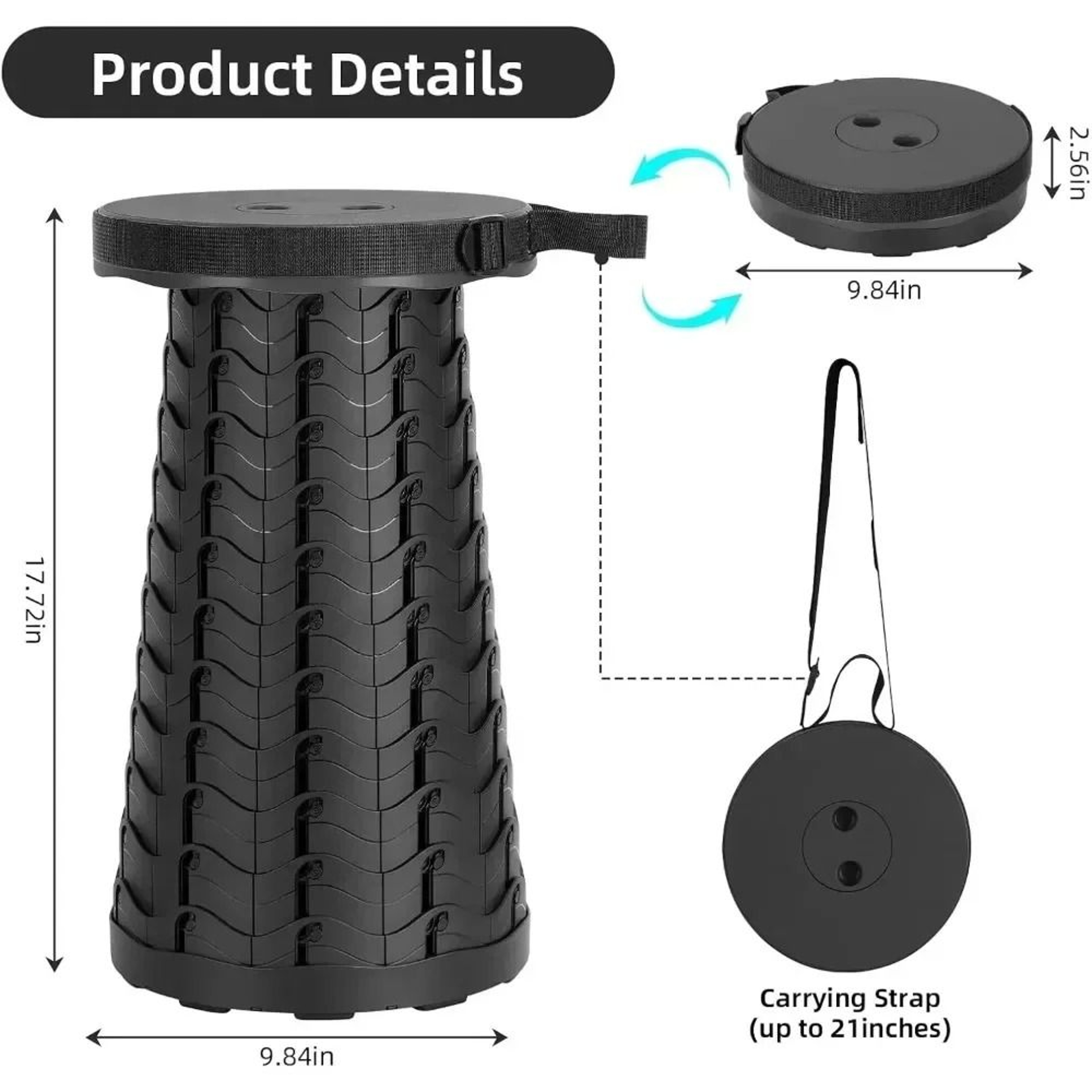 Portable Telescopic Folding Stool With Adjustable Height 4