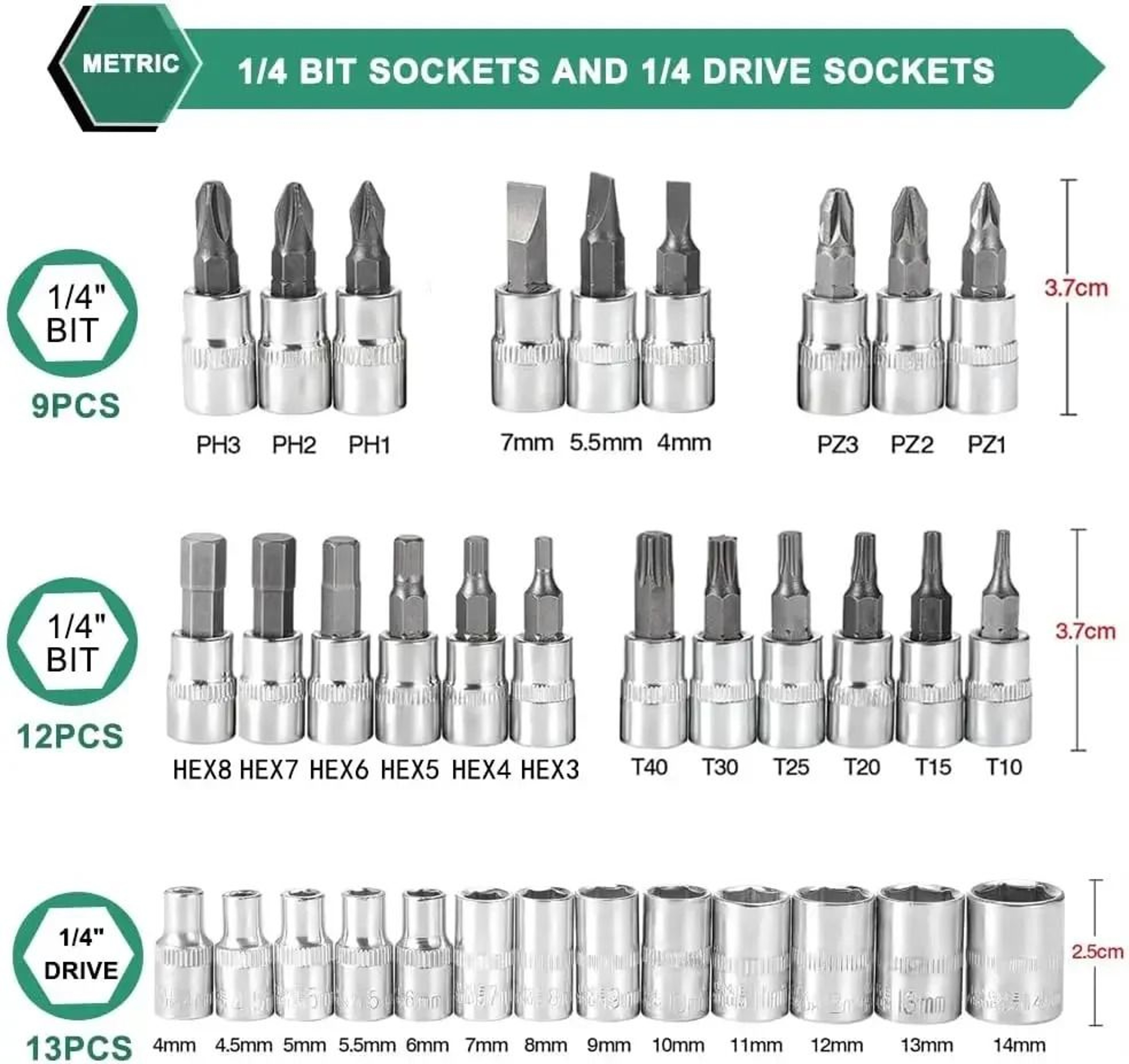 46 Piece Socket Ratchet Wrench Set With Bit Sockets And Extension Bar 3