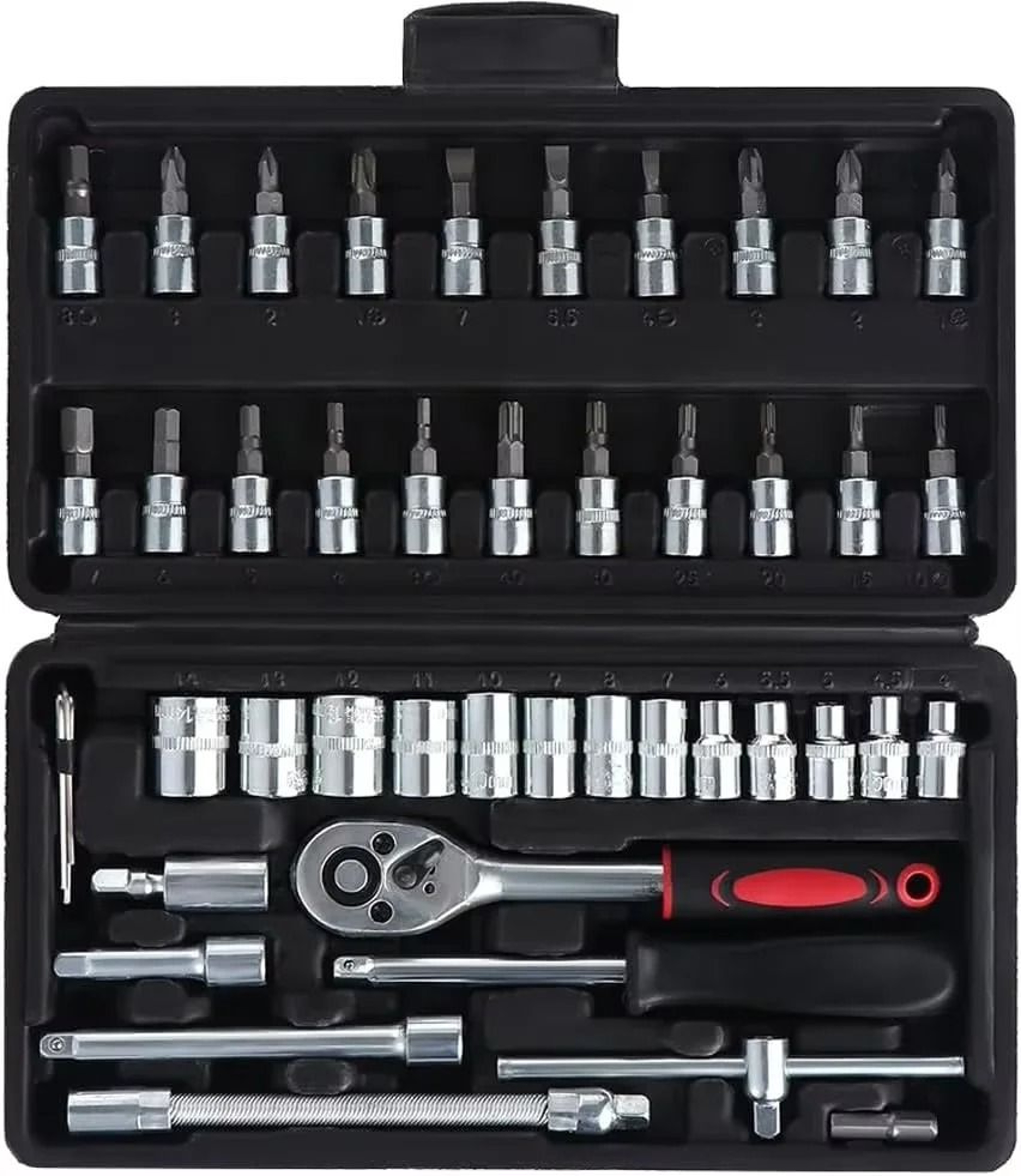 46 Piece Socket Ratchet Wrench Set With Bit Sockets And Extension Bar 7