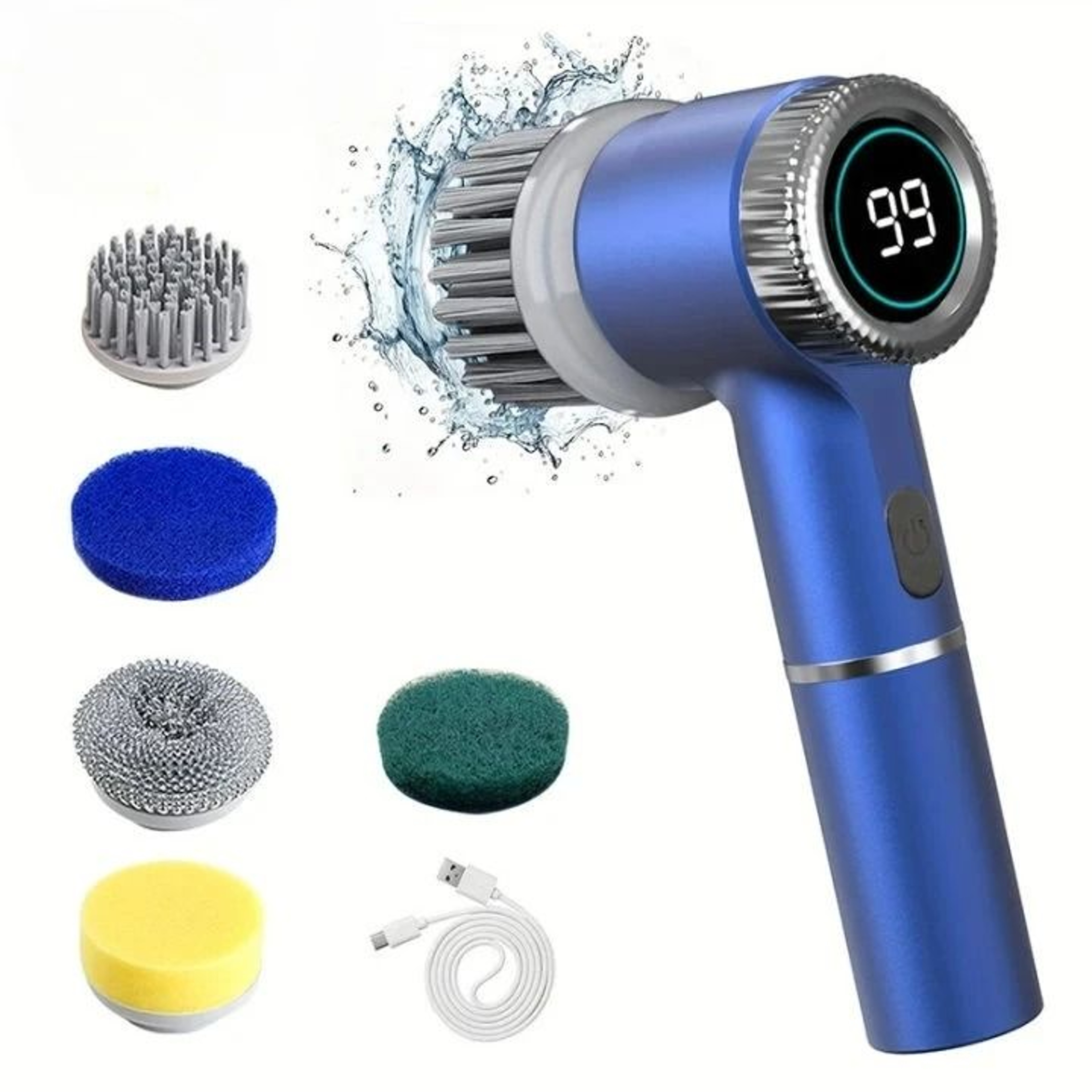 Electric Cleaning Brush With LED Display And Multiple Brush Heads 6