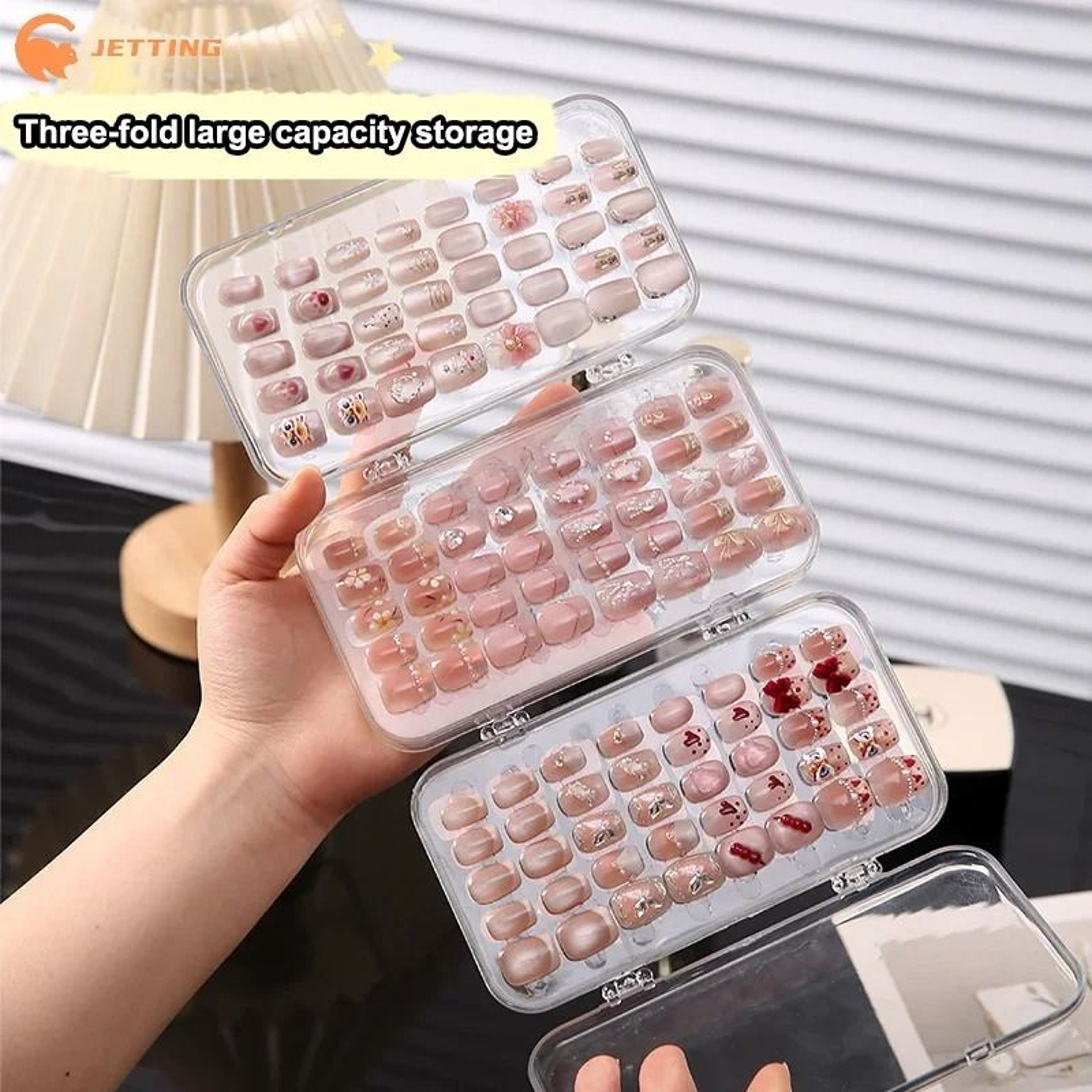 Three Fold Press On Nail Storage Organizer Box 3