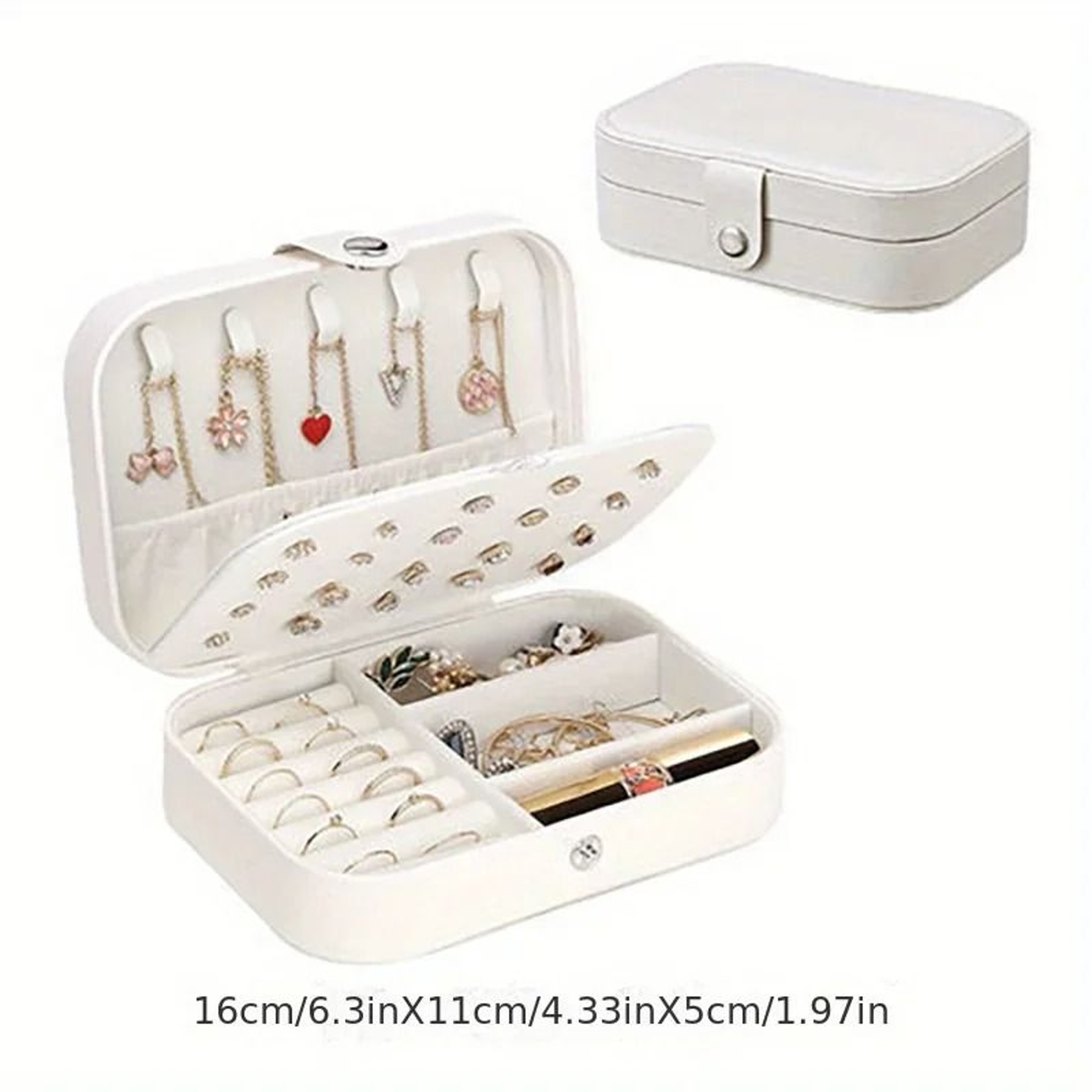 PU Leather Jewelry Organizer Box With Lock In Pink 5