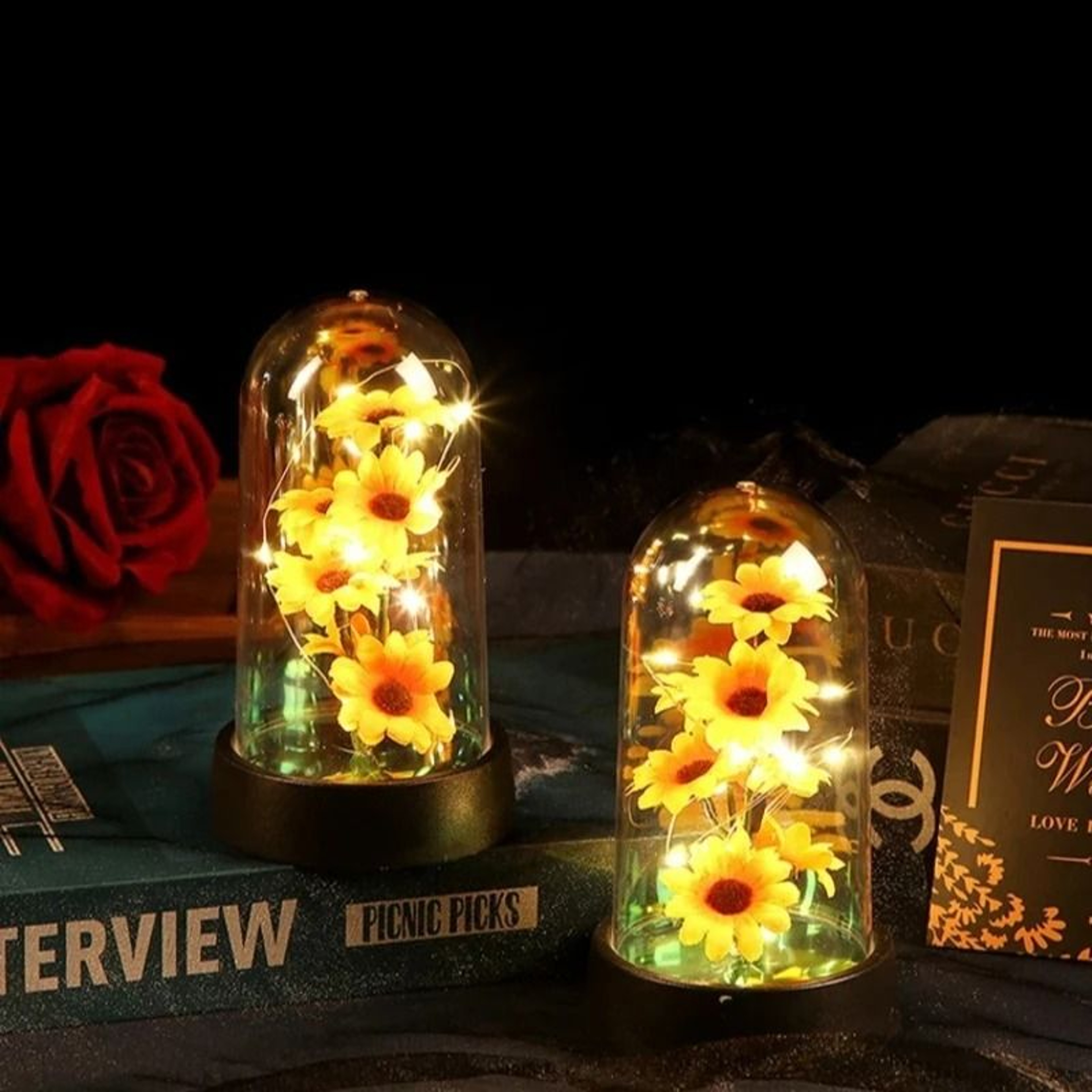 Eternal Sunflower Gift Set Mini Plastic Flower Decor For Graduation And Mothers Day 5
