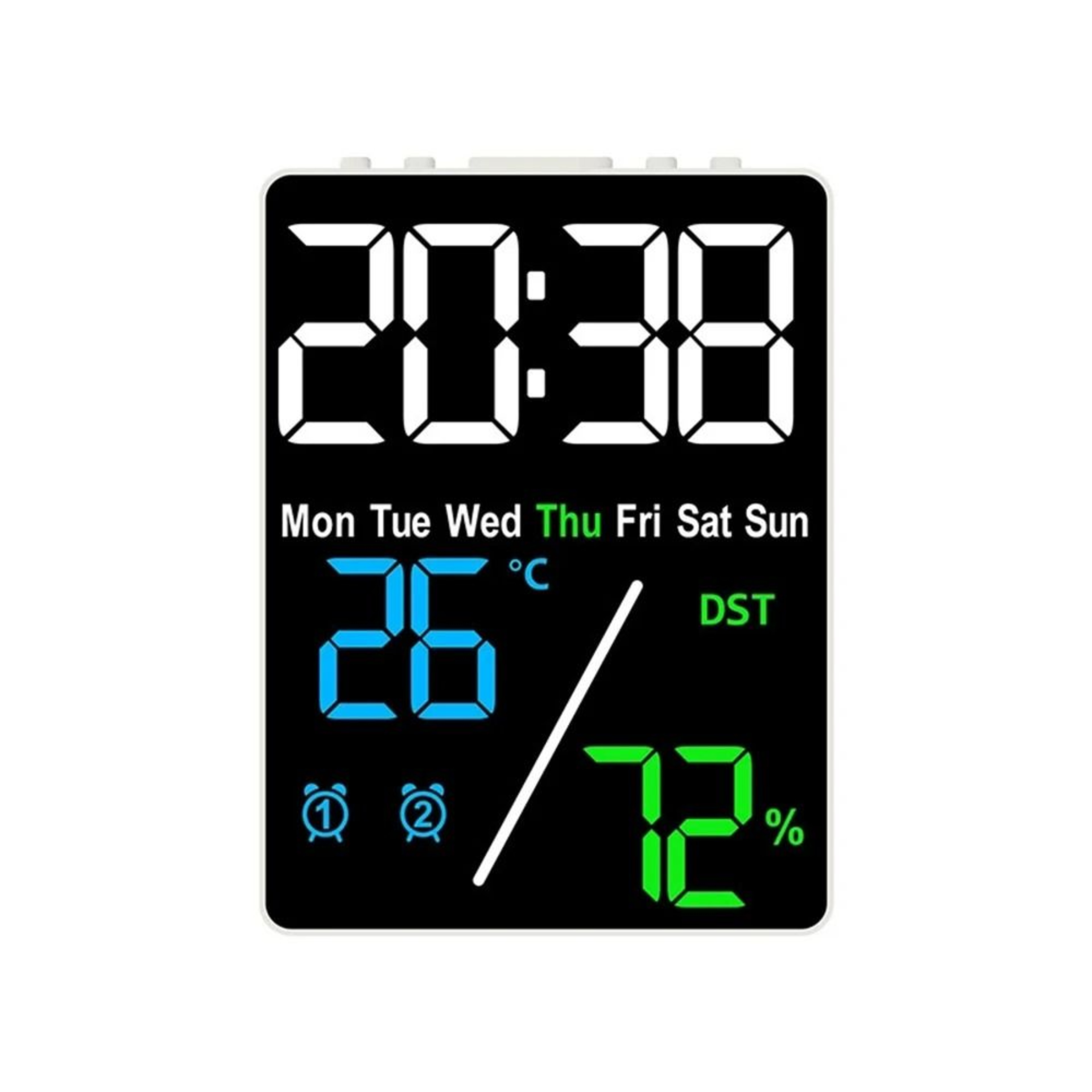 Digital Alarm Clock With Temperature Humidity Date And Dual Alarms LED Display 1