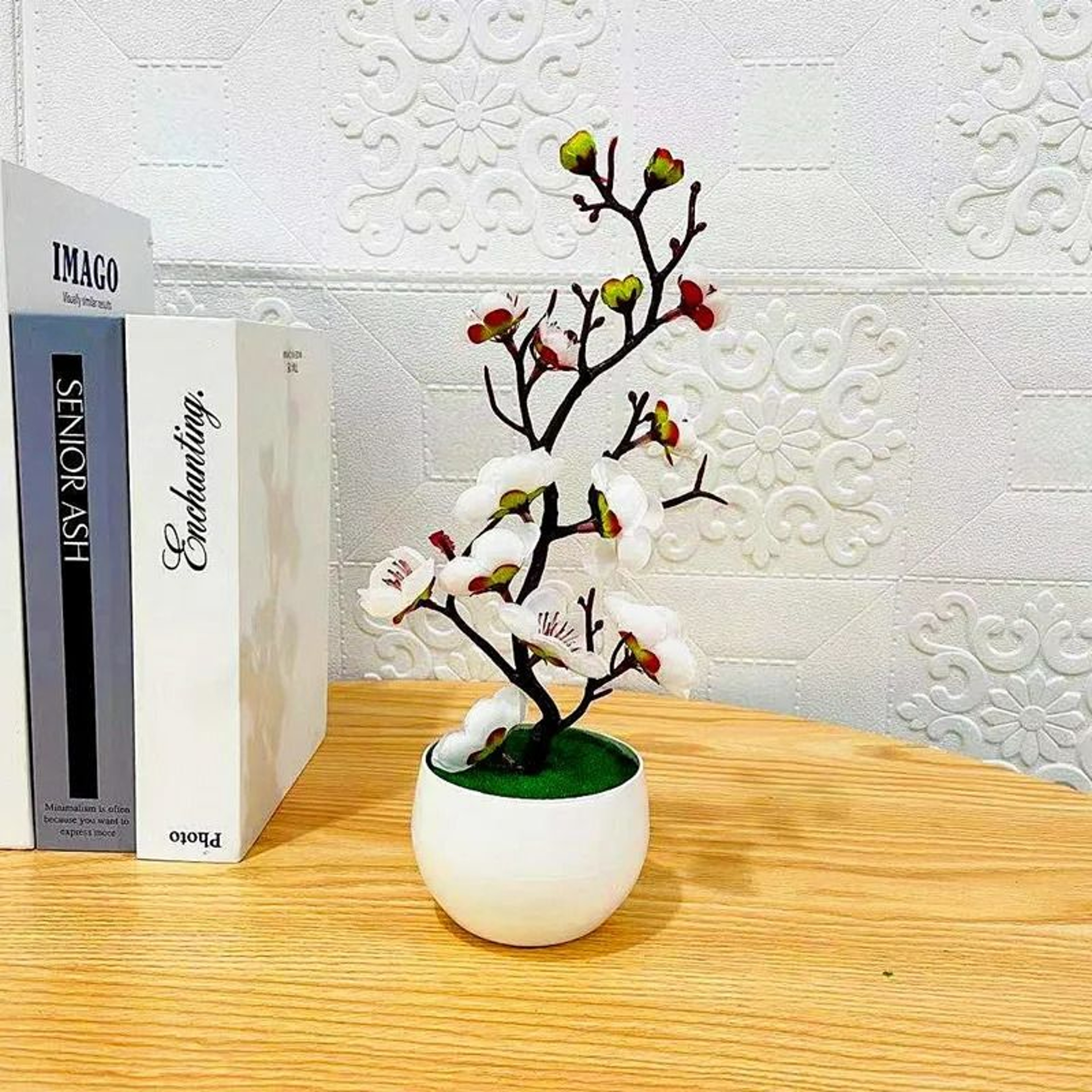 Artificial Plum Blossom Potted Plant Desktop Flower Decor For Home And Office 7