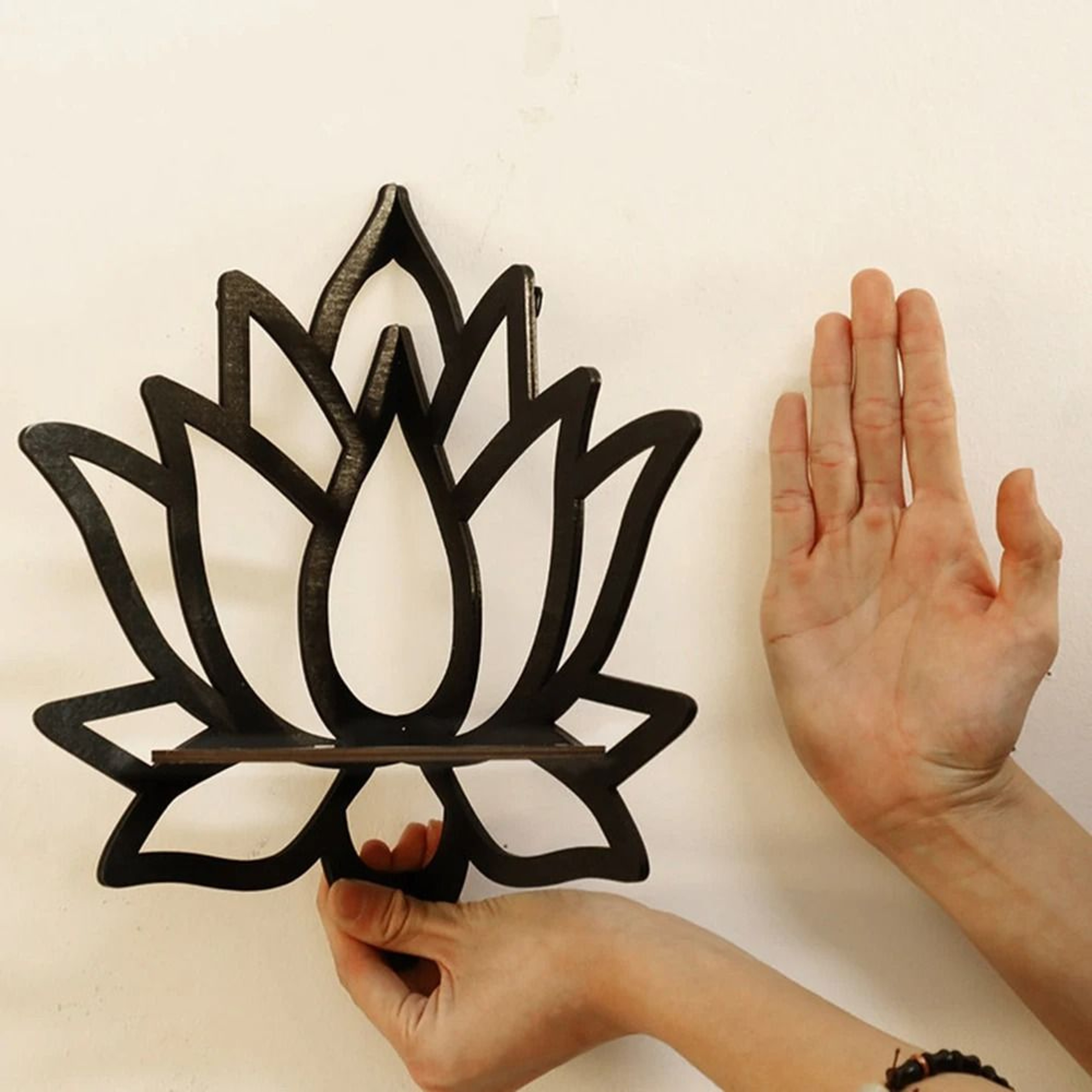 Wooden Lotus Corner Wall Shelf Aromatherapy And Candle Display Rack 5