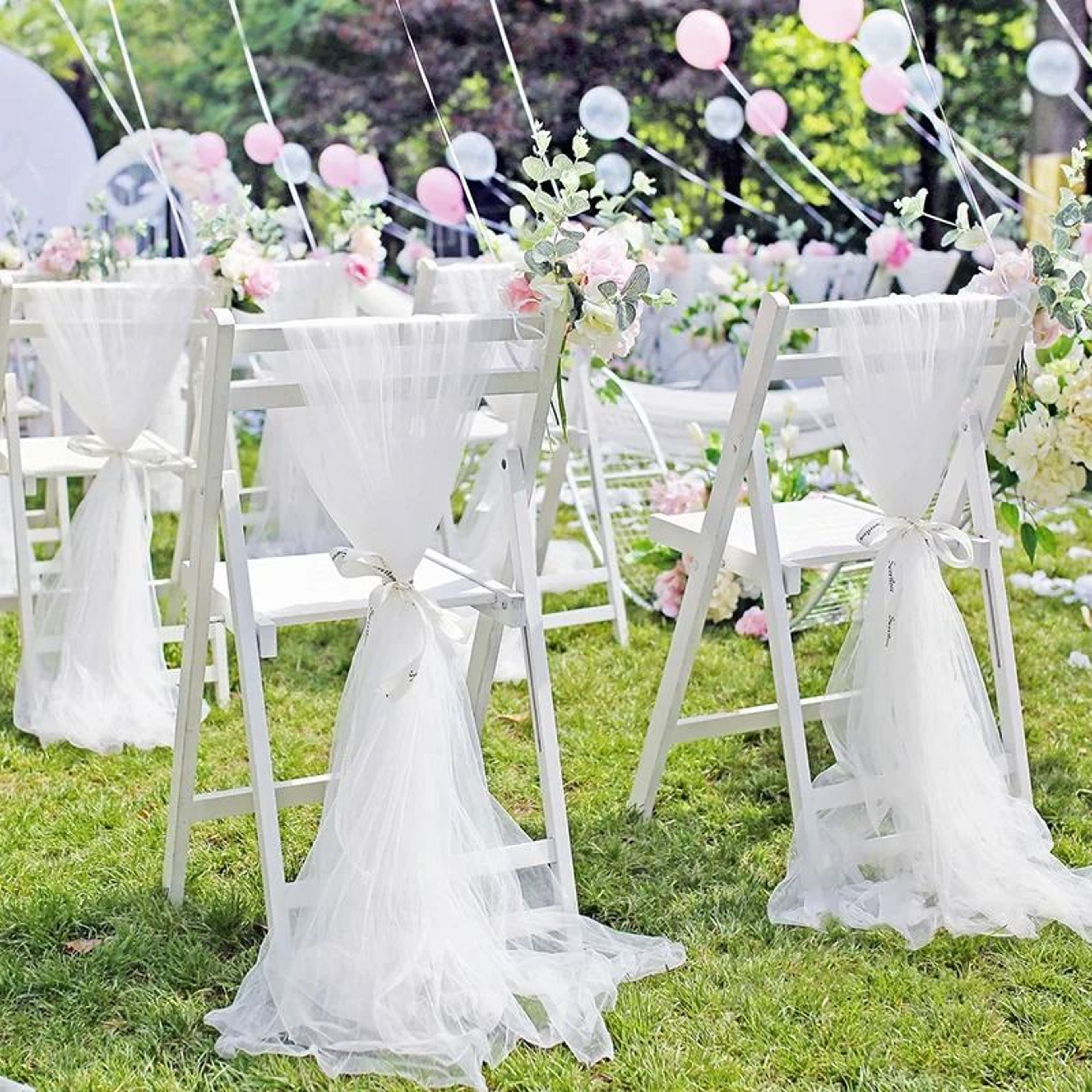 White Organza Tulle Fabric Roll Wedding Arch And Party Decor 5m Or 10m 2